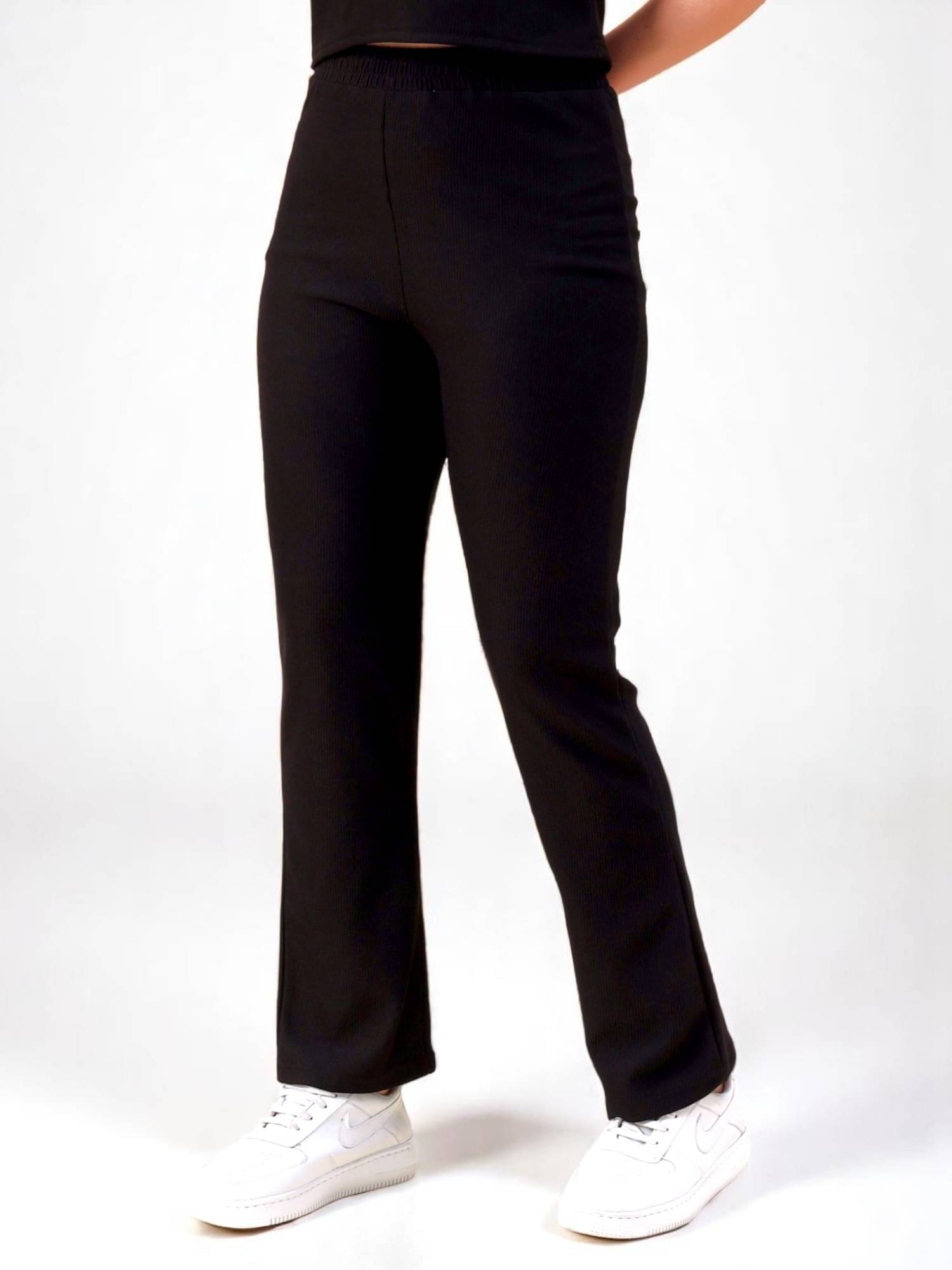     			Leewan Pack of 1 Cotton Straight Women's Casual Pants ( Black )