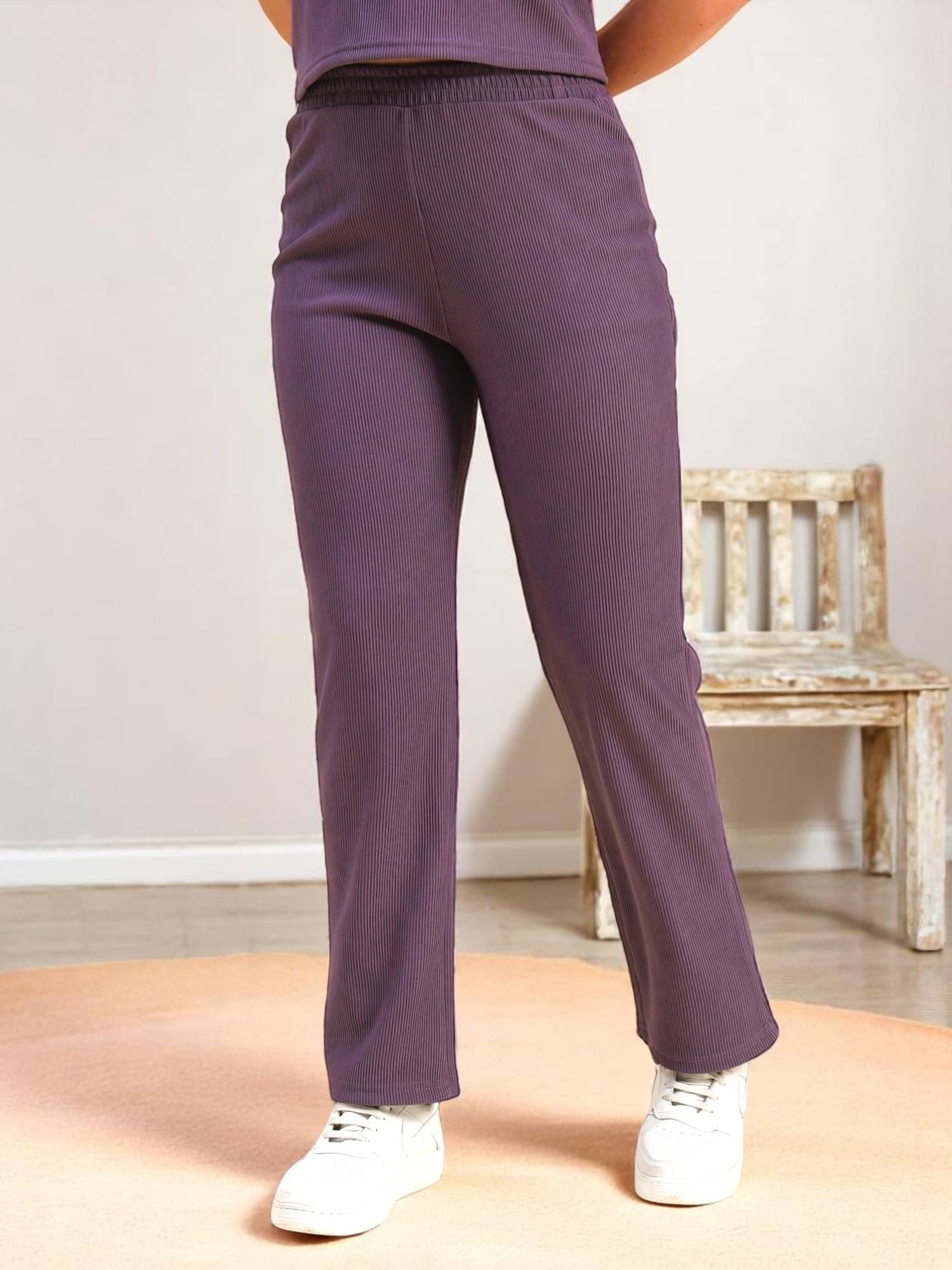     			Leewan Women Cotton Straight Pant ( Lavender )