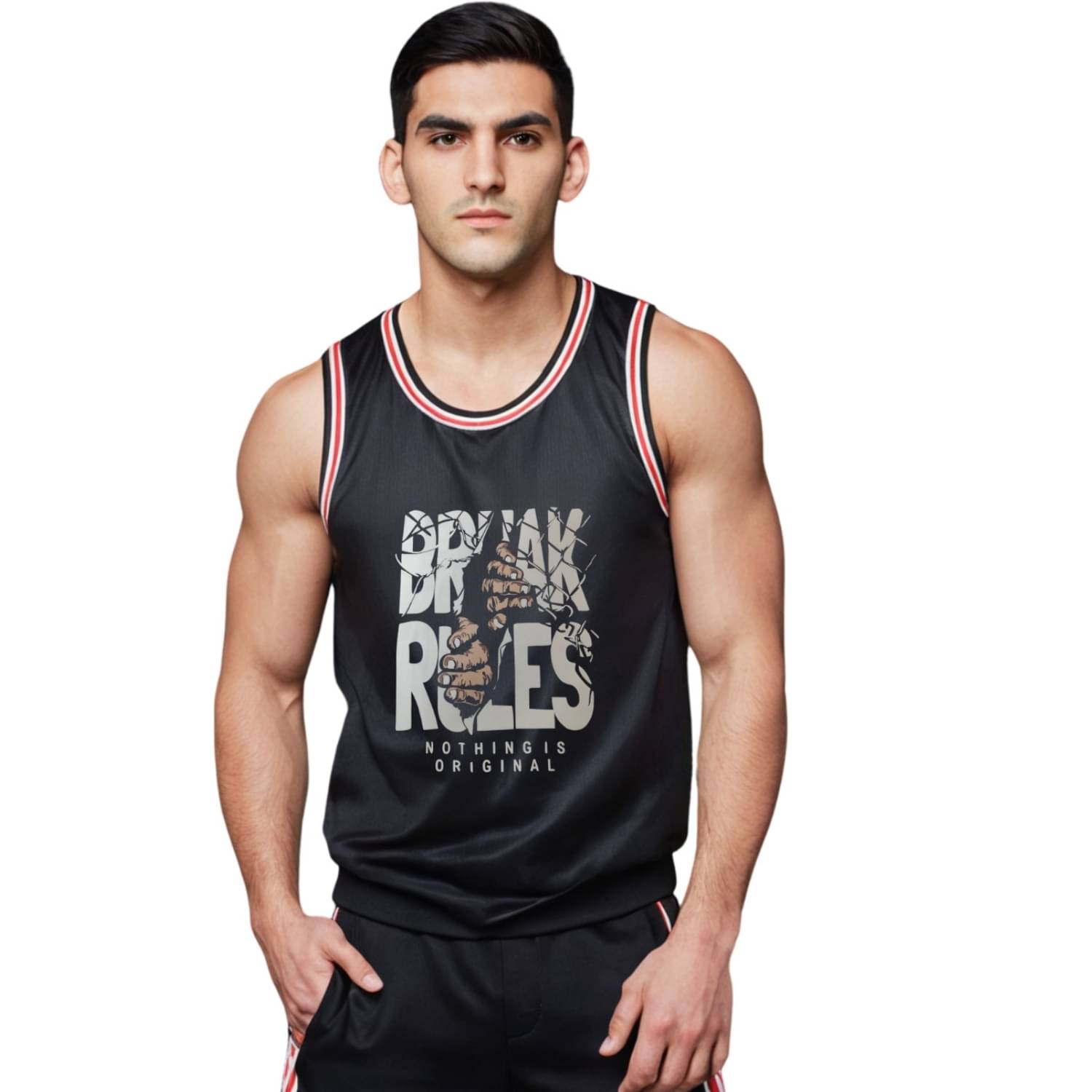     			Looks United Pack of 1 Polyester Gym Vest For Men ( Black )
