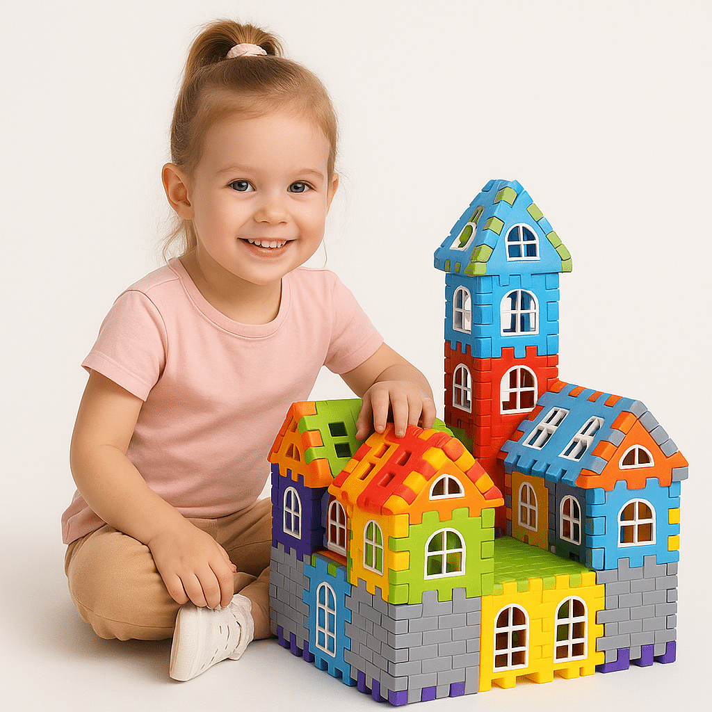     			Luxen Blocks Game My Happy House 72 Pcs Toy Building Blocks with Attractive Windows and Smooth Edges Building Blocks for Kids, Block Game for Kids,Boys,Girls,Childrens