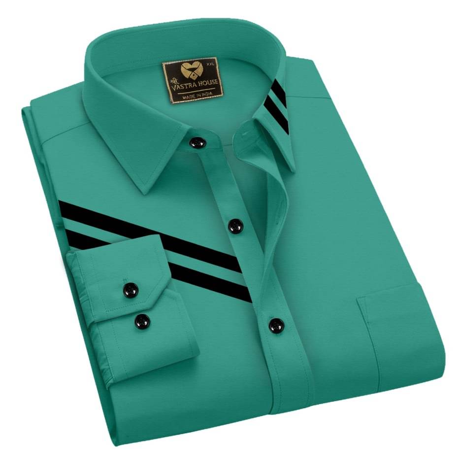     			M J Enterprise Cotton Blend Regular Fit Striped Full Sleeves Men's Casual Shirt - Mint Green ( Pack of 1 )