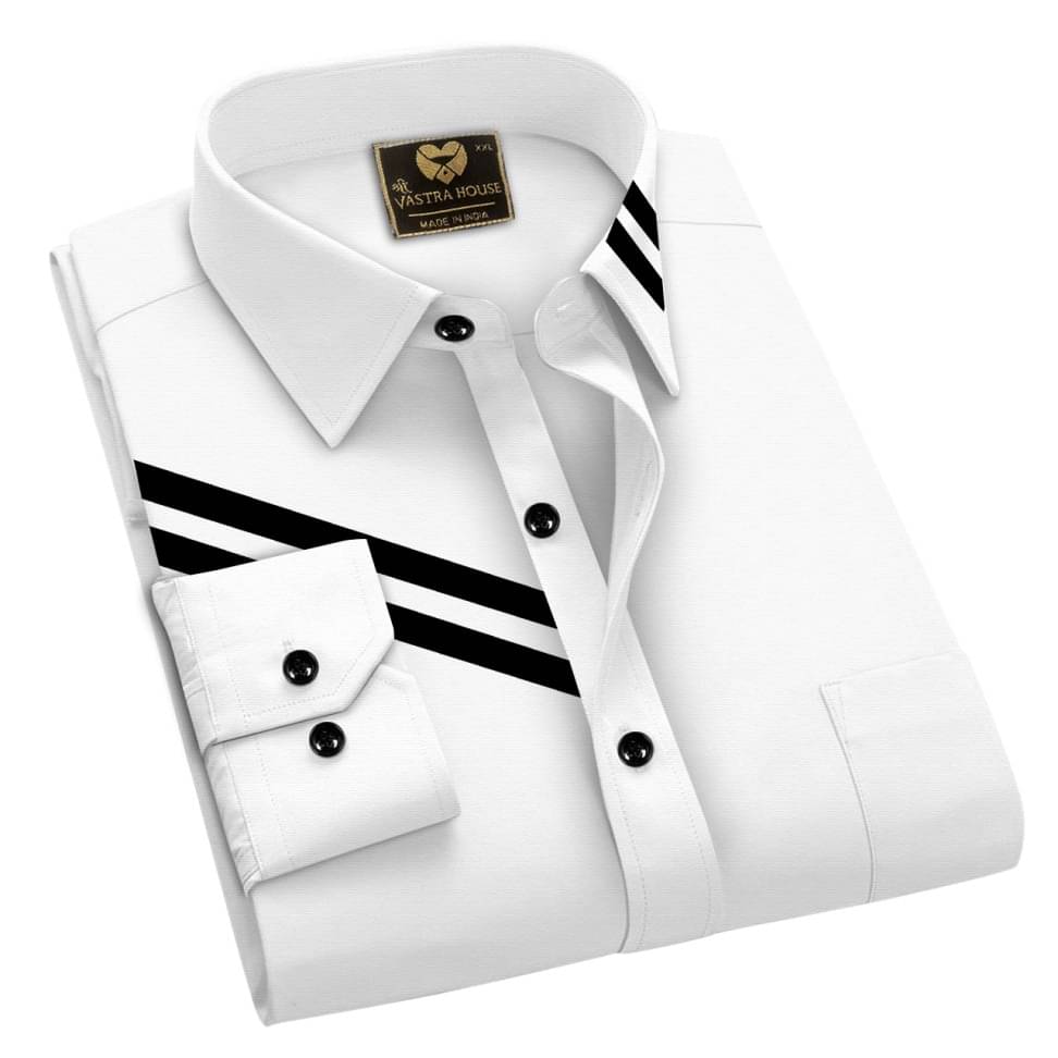     			M J Enterprise Cotton Blend Regular Fit Striped Full Sleeves Men's Casual Shirt - White ( Pack of 1 )
