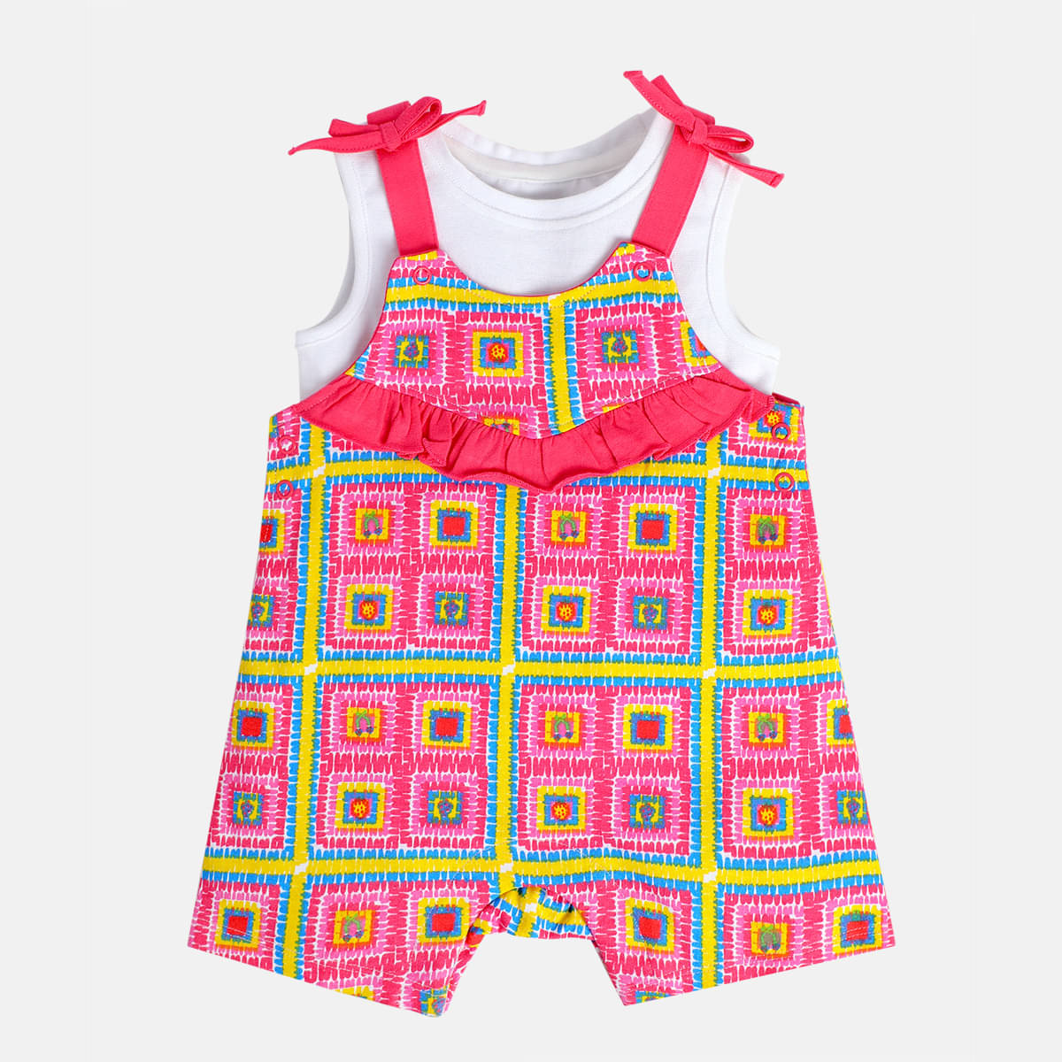     			MINI KLUB Baby Girls Cotton Dungarees ( Pack of 1 , Pink )