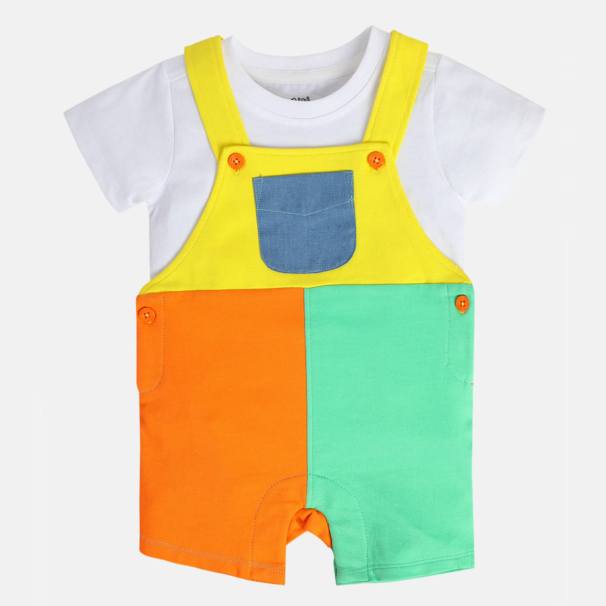 MINI KLUB Pack of 1 Baby Boys Cotton T-Shirt & Dungarees Set ( Multicolor ) MINI KLUB Pack of 1 Baby Boys Cotton T-Shirt & Dungarees Set ( Multicolor )