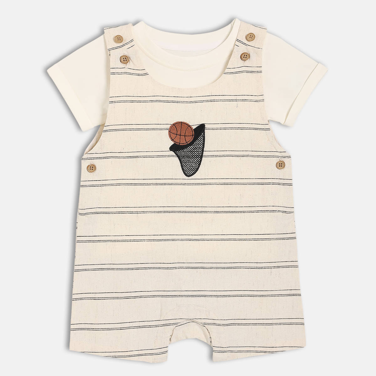     			MINI KLUB Pack of 1 Baby Boys Cotton T-Shirt & Dungarees Set ( Beige )