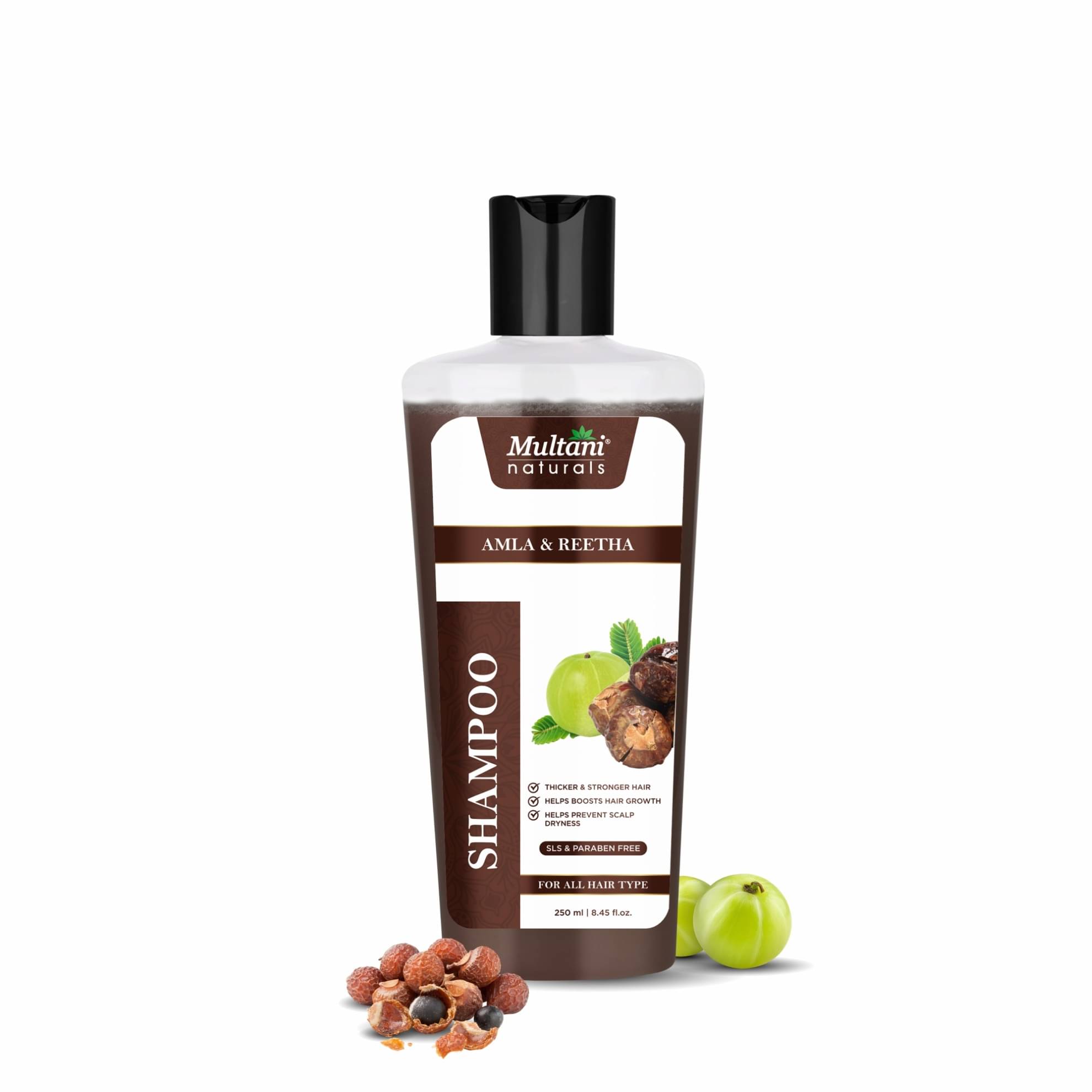 Multani Naturals Amla & Reetha Hair Shampoo for Anti-Hair Fall Thick & Strong Hair 250 ml Multani Naturals Amla & Reetha Hair Shampoo for Anti-Hair Fall Thick & Strong Hair 250 ml