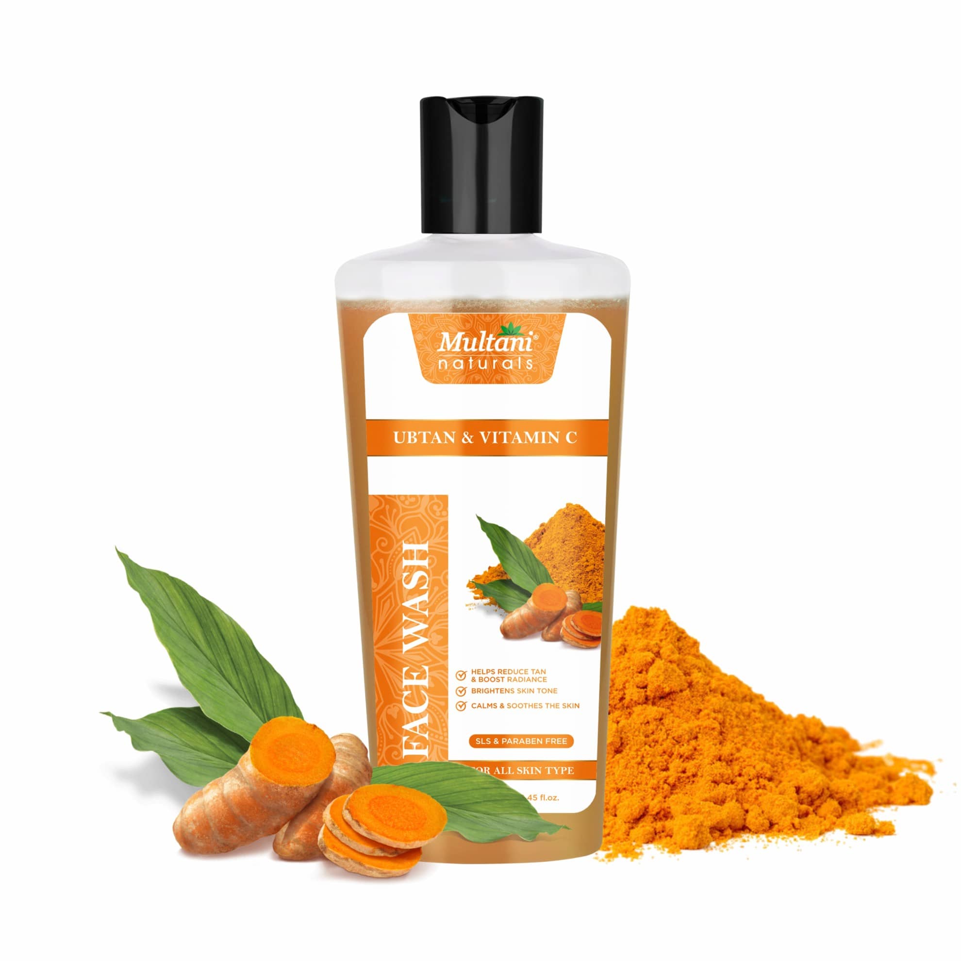 Multani Naturals Ubtan & Vitamin C Face Wash Face Clinically Tested Herbal Face Wash for Skin Brightening and Exfoliation 250ml