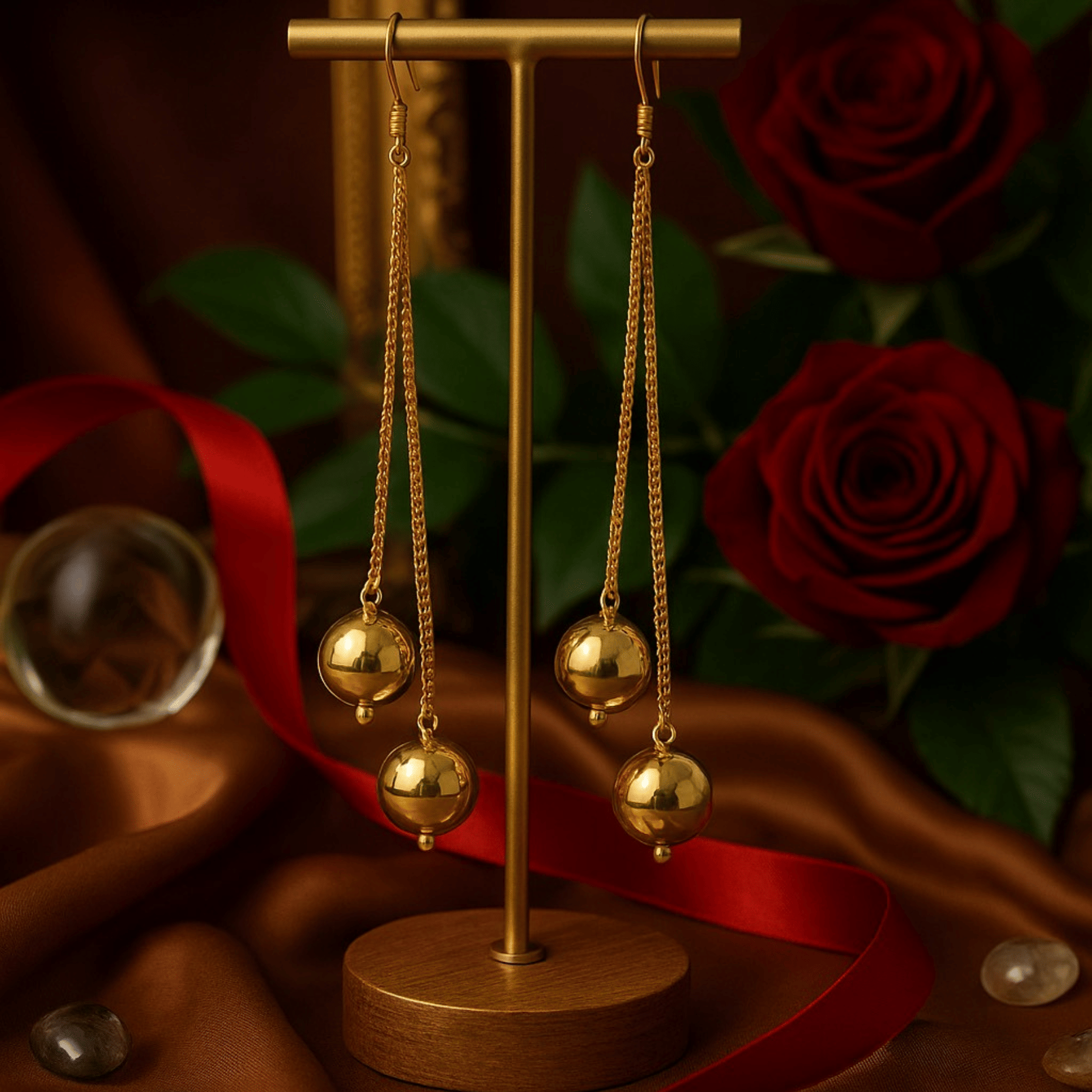 Mikado Golden Drop Earrings ( Pack of 1 ) - Earrings | Buy online on ZillyBuy