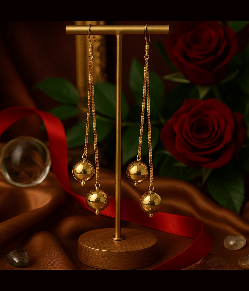 Mikado Golden Drop Earrings ( Pack of 1 ) - Earrings | Buy online on ZillyBuy