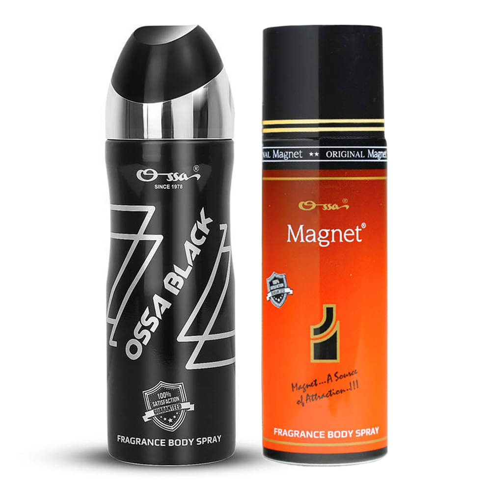     			Ossa Ossa Black & Magnet Body Spray Deodorant Spray for Men,Unisex 370 ml ( Pack of 2 )
