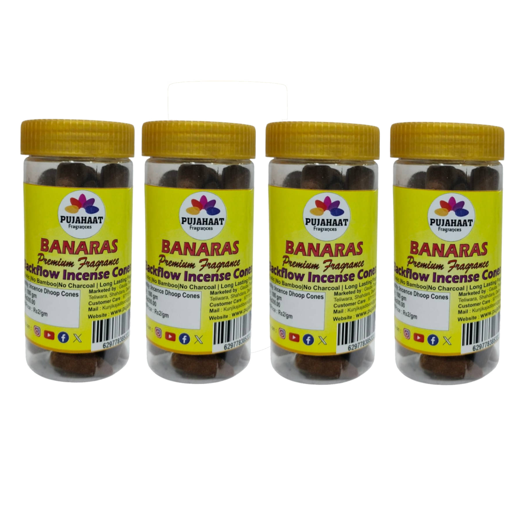     			Pujahaat Incense Dhoop Cone Temple 400 gm ( Pack of 4 )