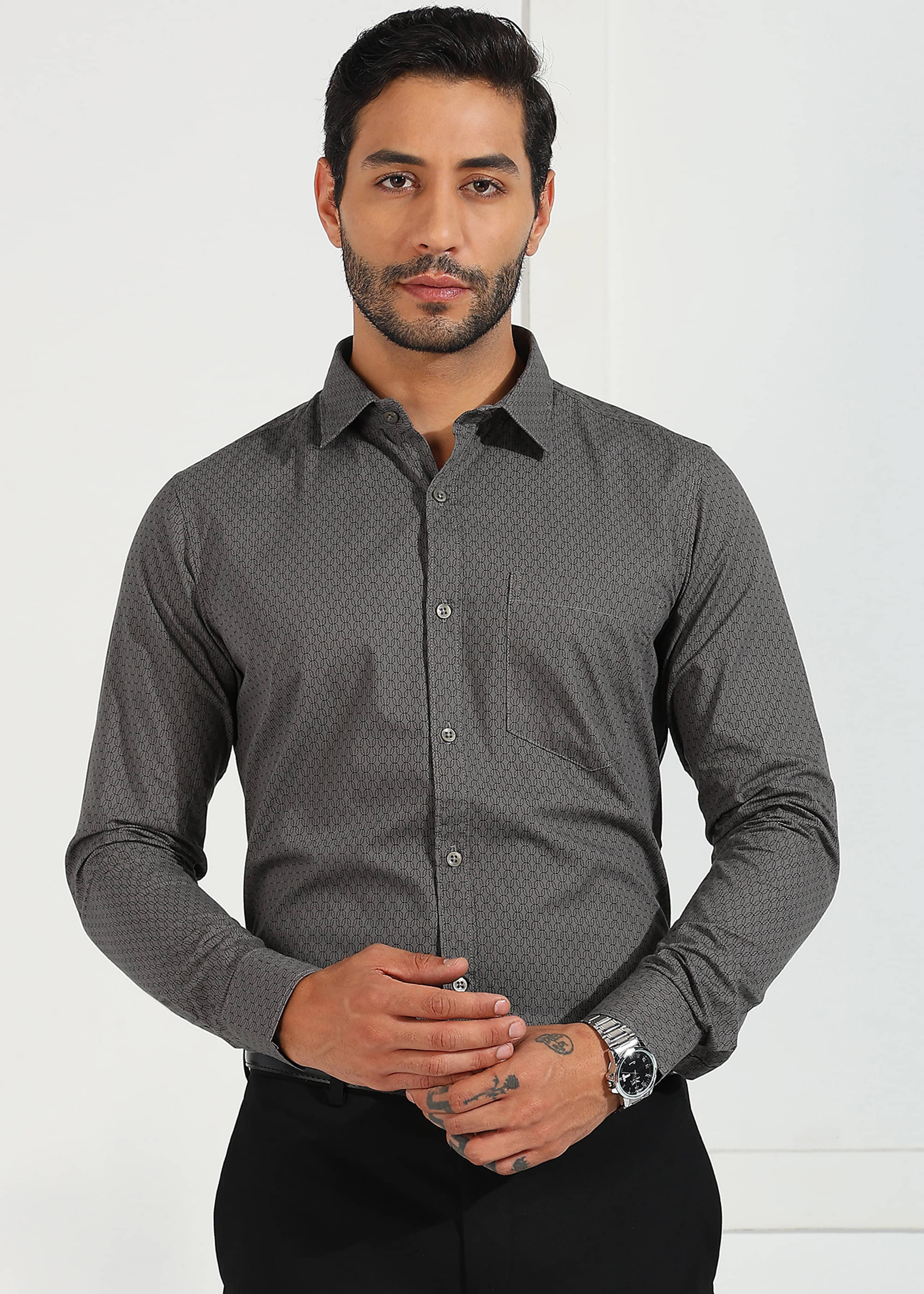     			REEPOLLY 100% Cotton Regular Fit Printed Full Sleeves Men's Casual Shirt - Brown ( Pack of 1 )