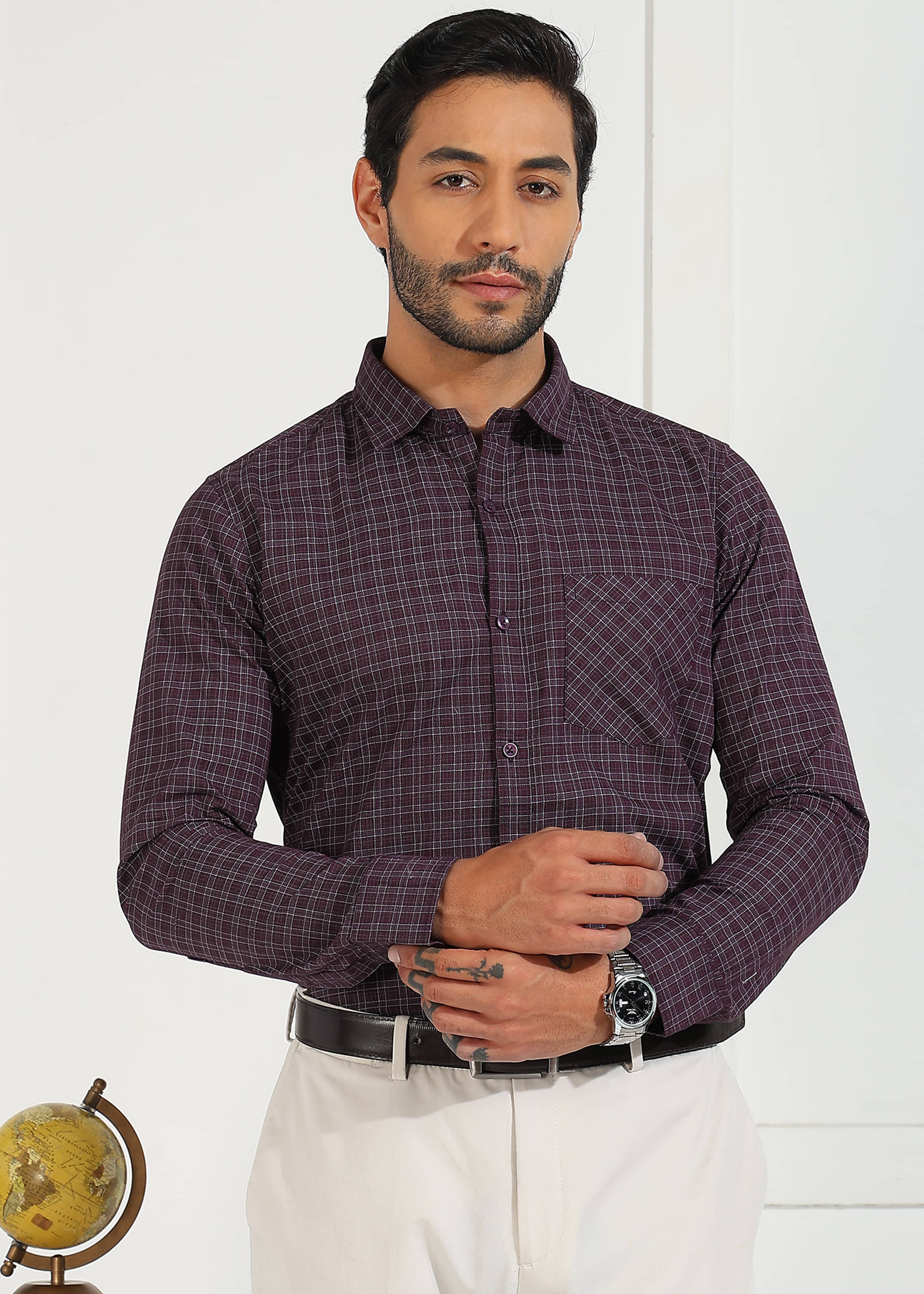     			REEPOLLY 100% Cotton Regular Fit Printed Full Sleeves Men's Casual Shirt - Purple ( Pack of 1 )