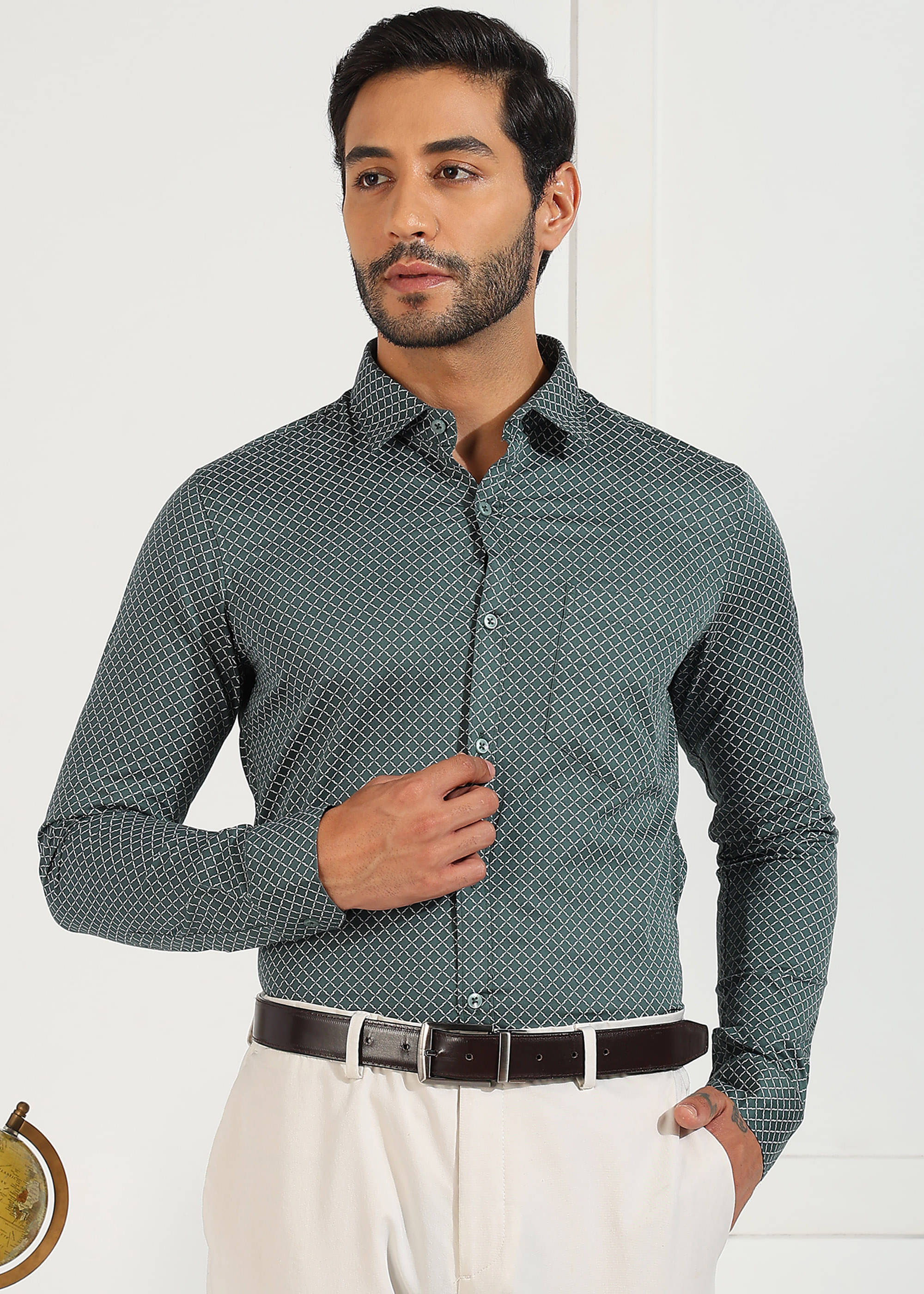 REEPOLLY 100% Cotton Regular Fit Printed Full Sleeves Men's Casual Shirt - Green ( Pack of 1 ) REEPOLLY 100% Cotton Regular Fit Printed Full Sleeves Men's Casual Shirt - Green ( Pack of 1 )