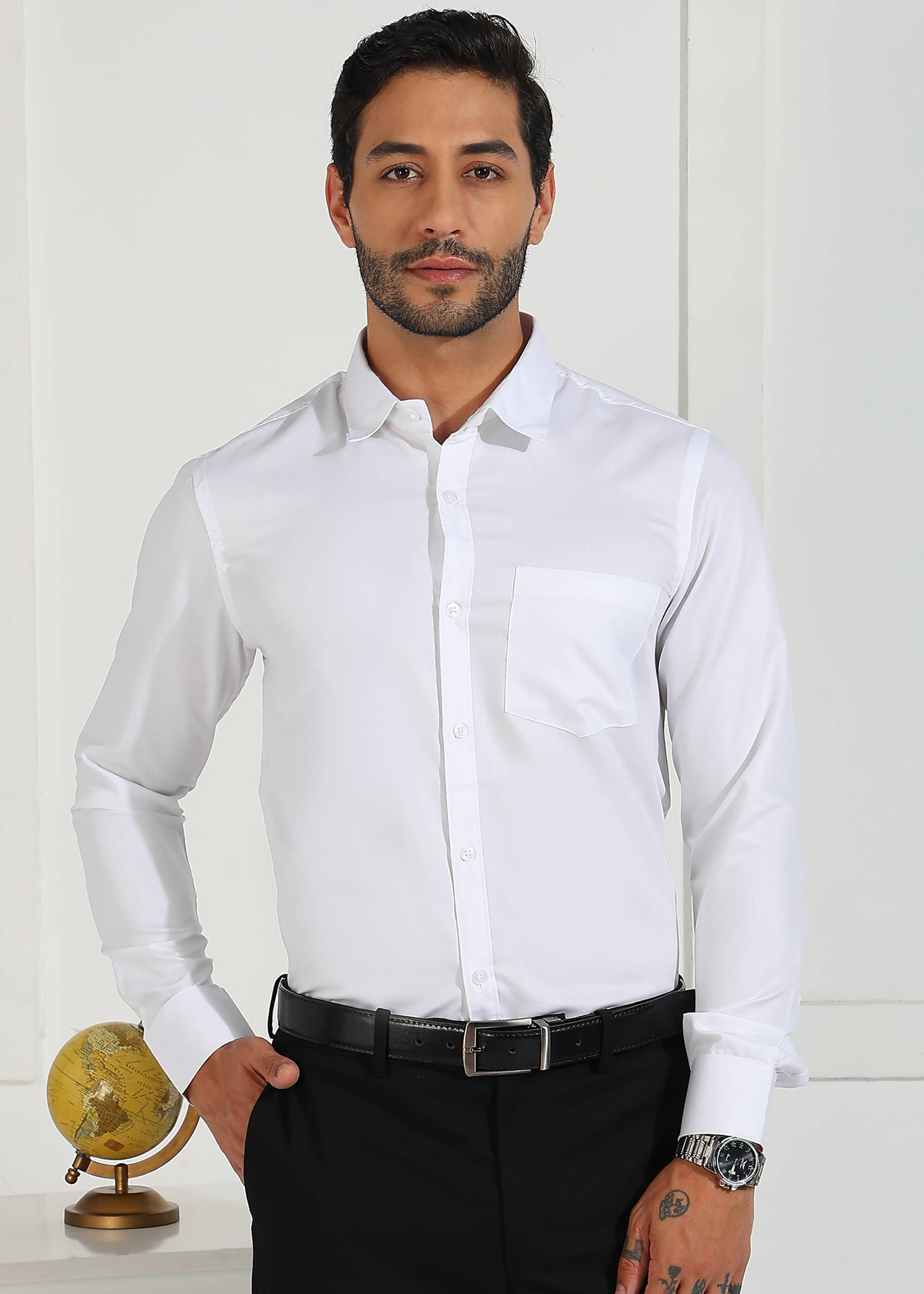     			REEPOLLY 100% Cotton Regular Fit Solids Full Sleeves Men's Casual Shirt - White ( Pack of 1 )