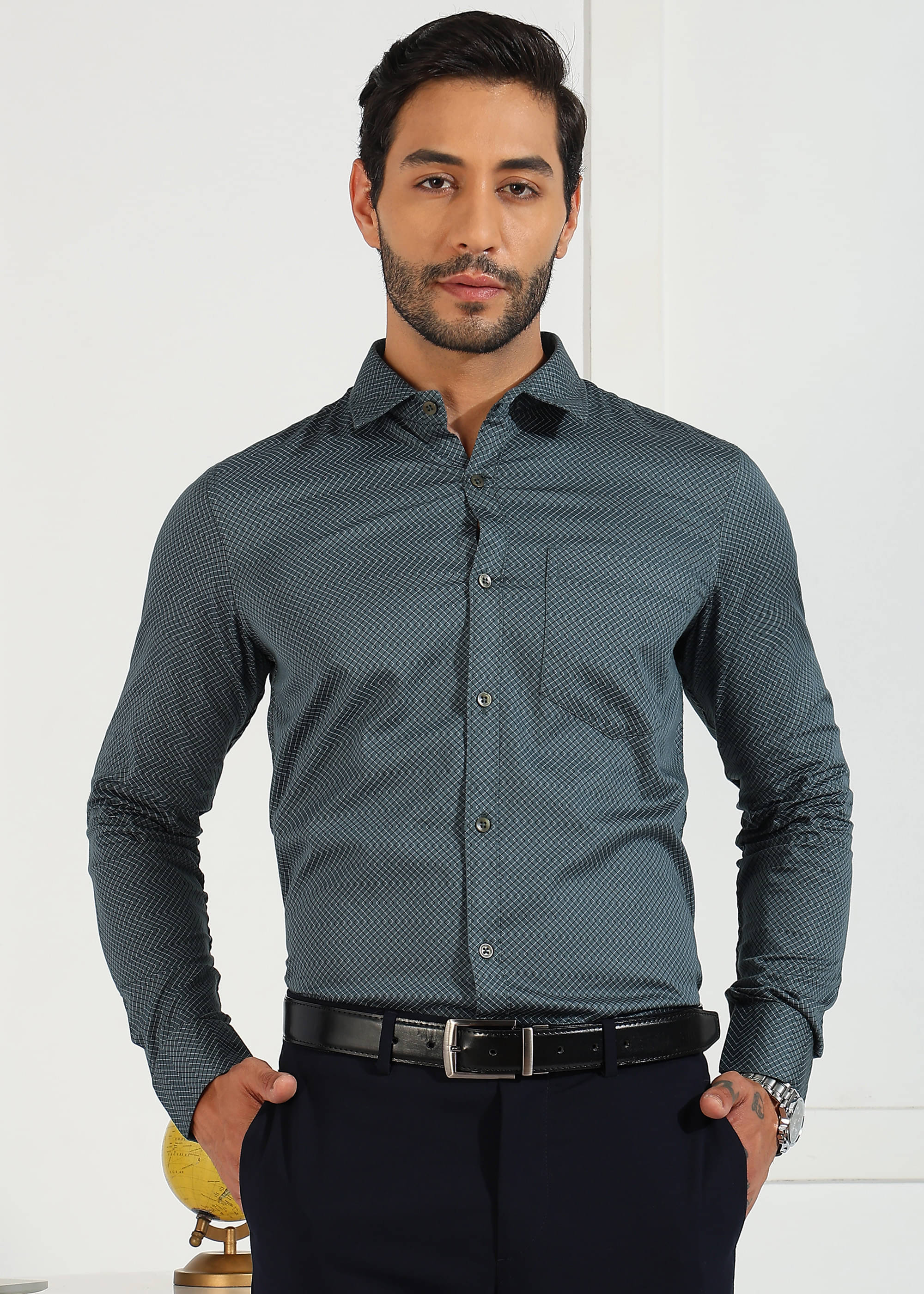     			REEPOLLY 100% Cotton Regular Fit Printed Full Sleeves Men's Casual Shirt - Dark Grey ( Pack of 1 )