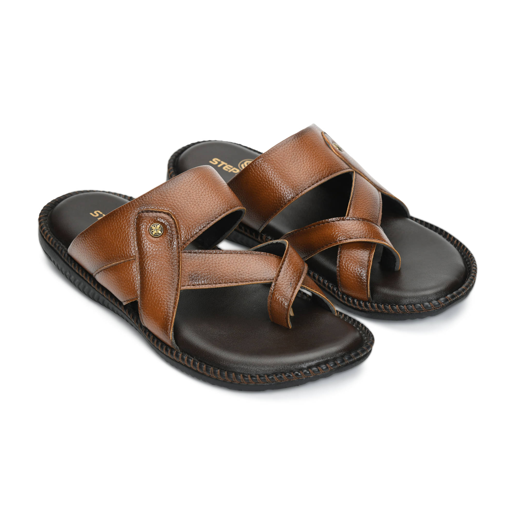     			STEPSOFT Tan Men's Leather Slipper