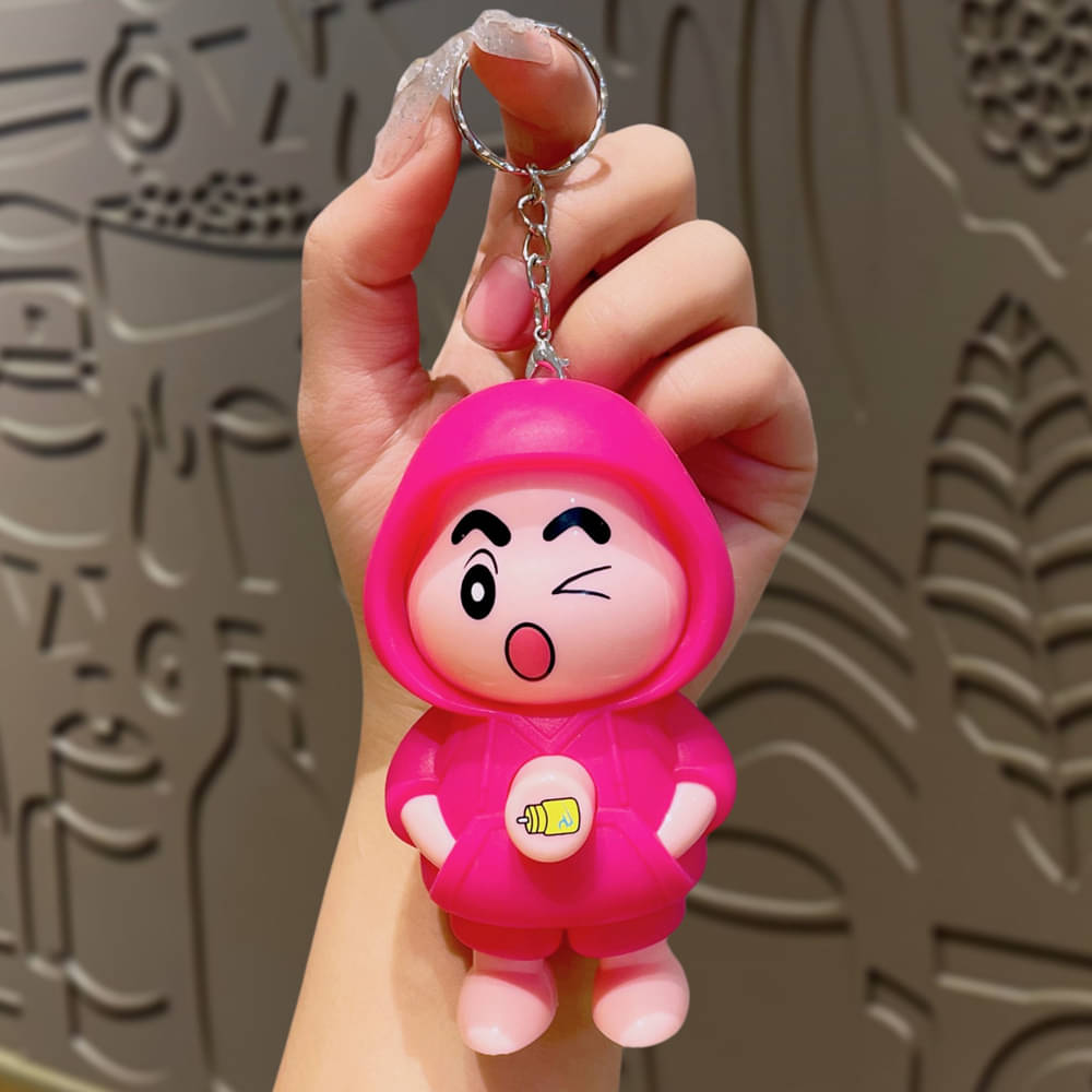     			Shinchan Expression Changing Keychain Toy – 3-in-1 Decoration for Bag, Car & Keys | Cute Cartoon Accessory in Pink