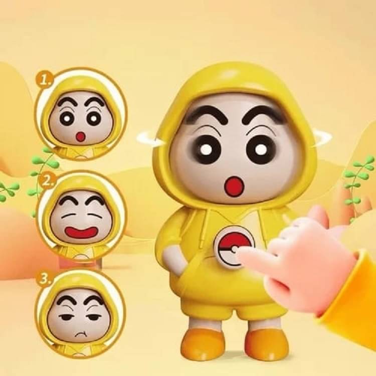     			Shinchan Expression Changing Keychain Toy – 3-in-1 Decoration for Bag, Car & Keys | Cute Cartoon Accessory - Yellow
