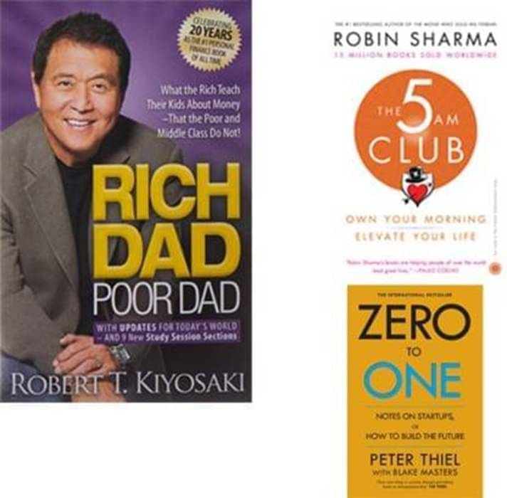     			The 5 Am Club + Zero To One + Rich Dad poor dad