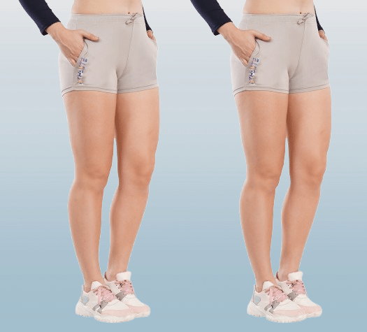     			Urboholic Gray Nylon Solid Shorts - Pack of 2