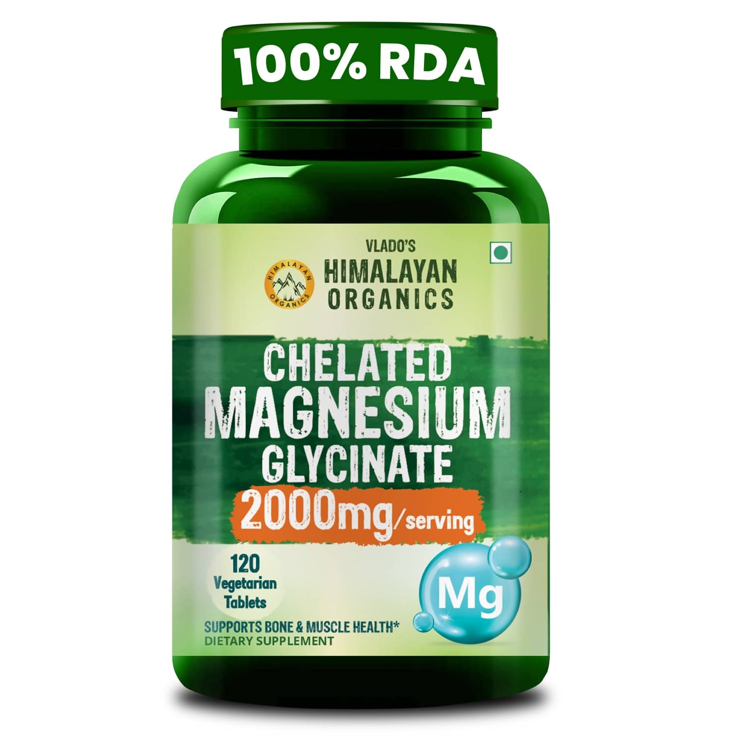     			Vlado's Himalayan Magnesium Glycinate Veg Tablets Chelated Formula for Muscle, Nerve & Sleep 120 No.s
