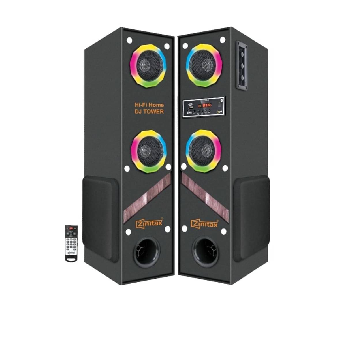     			Zinitax Double Decker 15000 W Bluetooth Speaker Bluetooth v5.0 with USB,Aux,3D Bass Playback Time 10 hrs Black