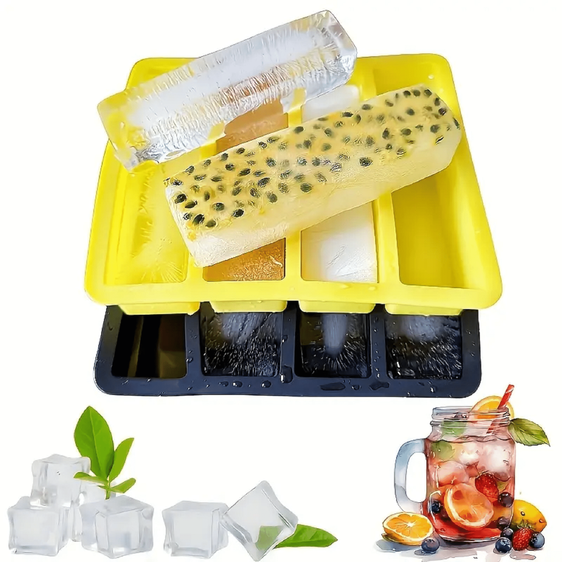 forral 02 Pcs Rectangular Ice Mold Silicone Ice Cube Trays Kitchen Ice Cube Tray forral 02 Pcs Rectangular Ice Mold Silicone Ice Cube Trays Kitchen Ice Cube Tray