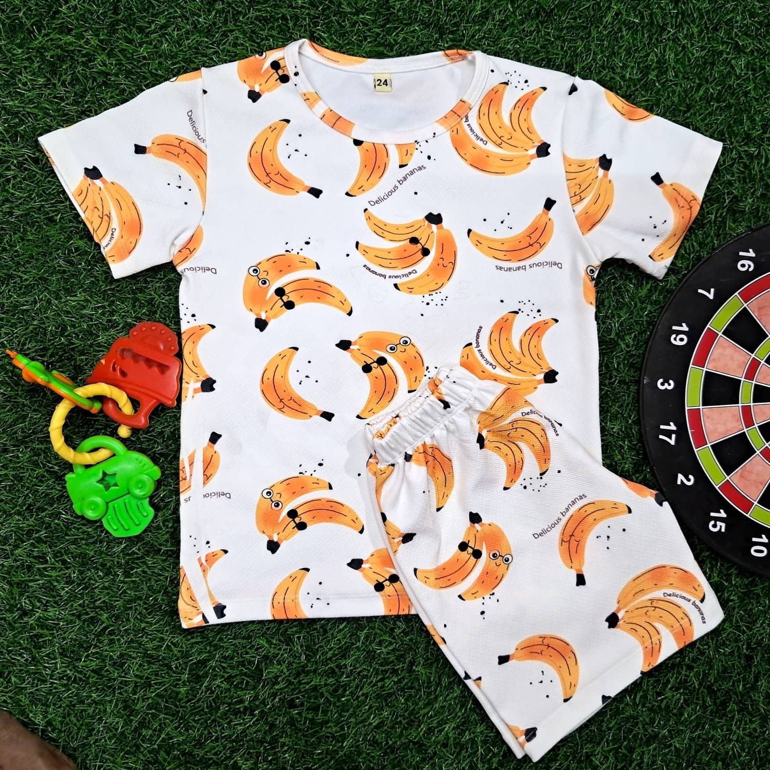 s muktar garments Pack of 1 Baby Boys Cotton Blend T-Shirt & Shorts Set ( Multicolor )     			s muktar garments Pack of 1 Baby Boys Cotton Blend T-Shirt & Shorts Set ( Multicolor )