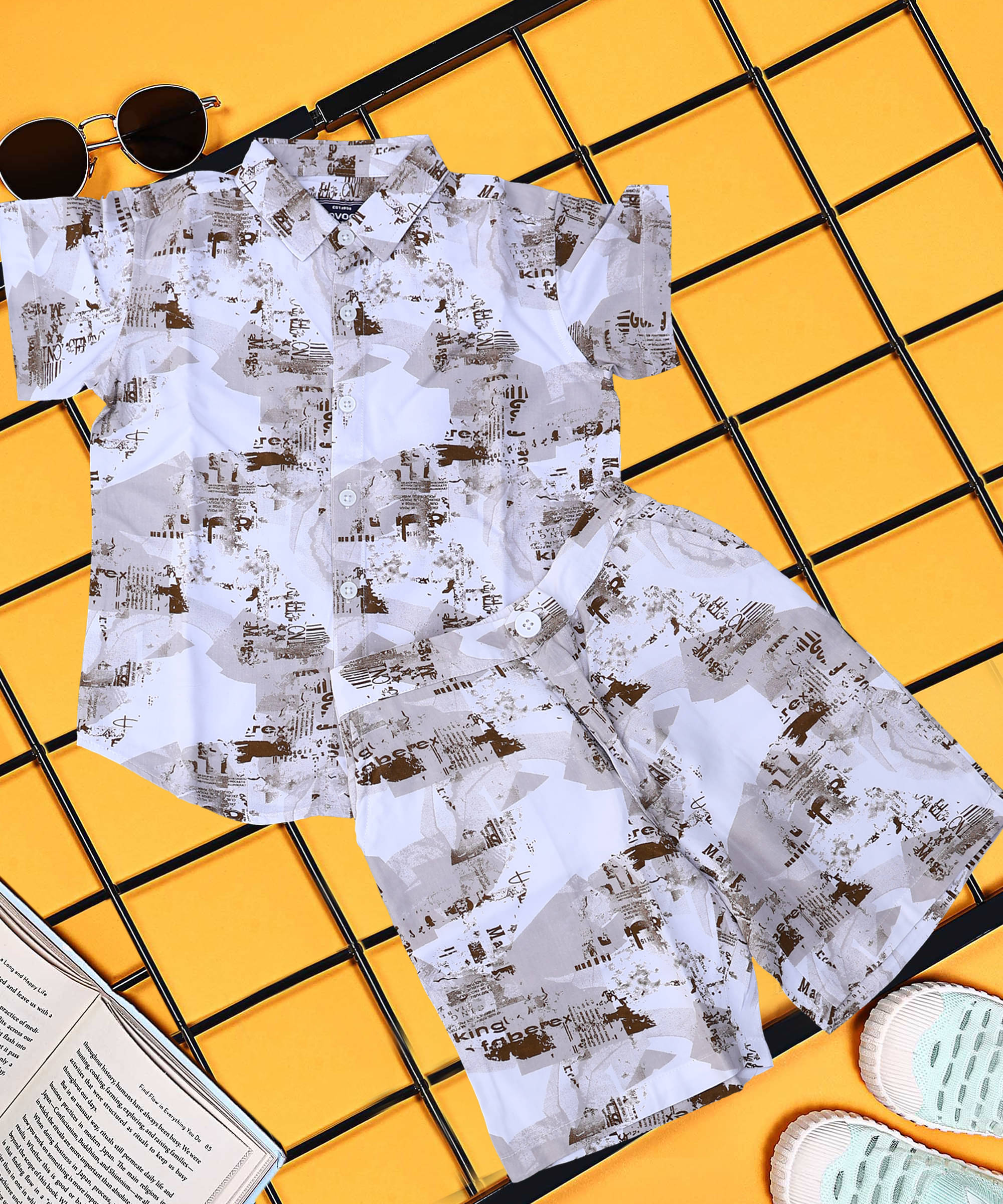 ALY JOHN Pack of 1 Baby Boys Cotton T-Shirt & Shorts Set ( Multicolor ) ALY JOHN Pack of 1 Baby Boys Cotton T-Shirt & Shorts Set ( Multicolor )