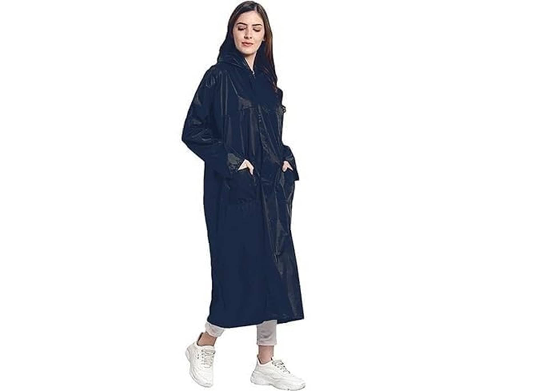 ATIPRIYA Polyester Long Raincoat - Blue ATIPRIYA Polyester Long Raincoat - Blue