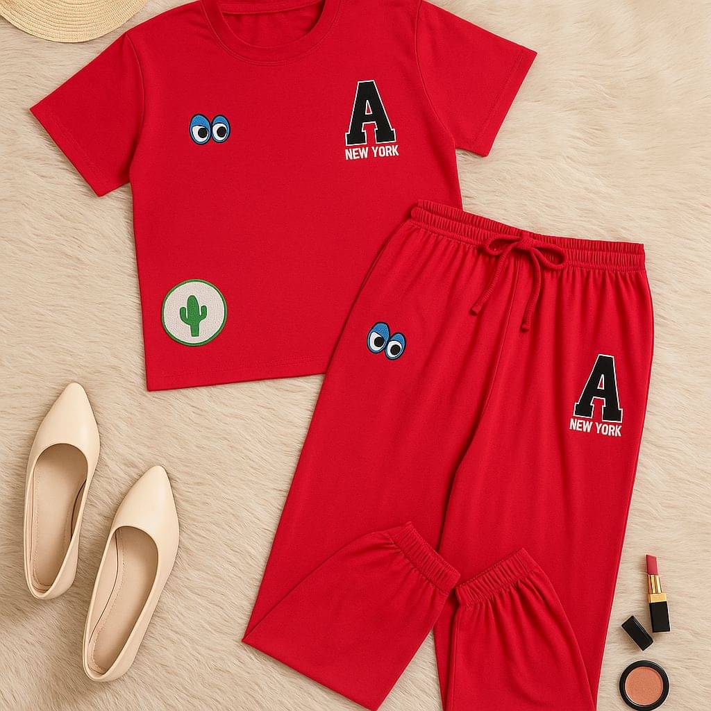     			AUSTIVO Women Printed Top With Trousers Co-Ord Set ( Red )