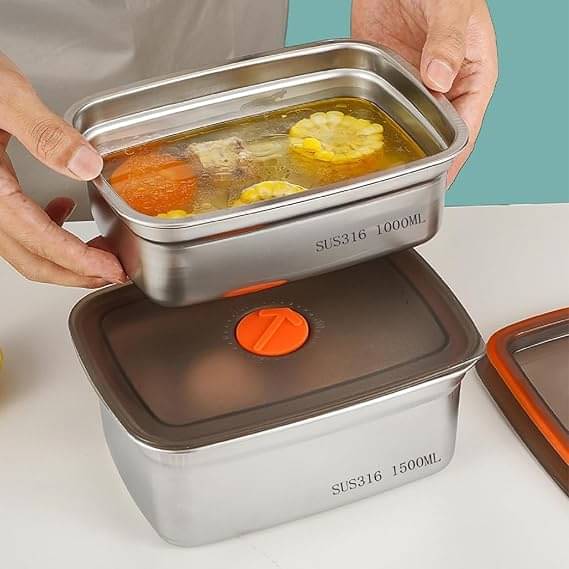     			Abhira 1L & 1.5L Steel Box Steel Silver Multi-Purpose Container ( Set of 2 )