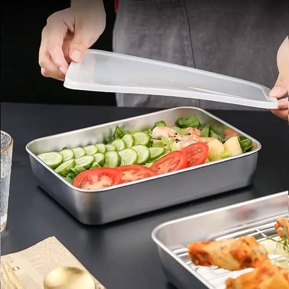     			Abhira Stainless Lid Box Steel Silver Multi-Purpose Container ( Set of 1 )