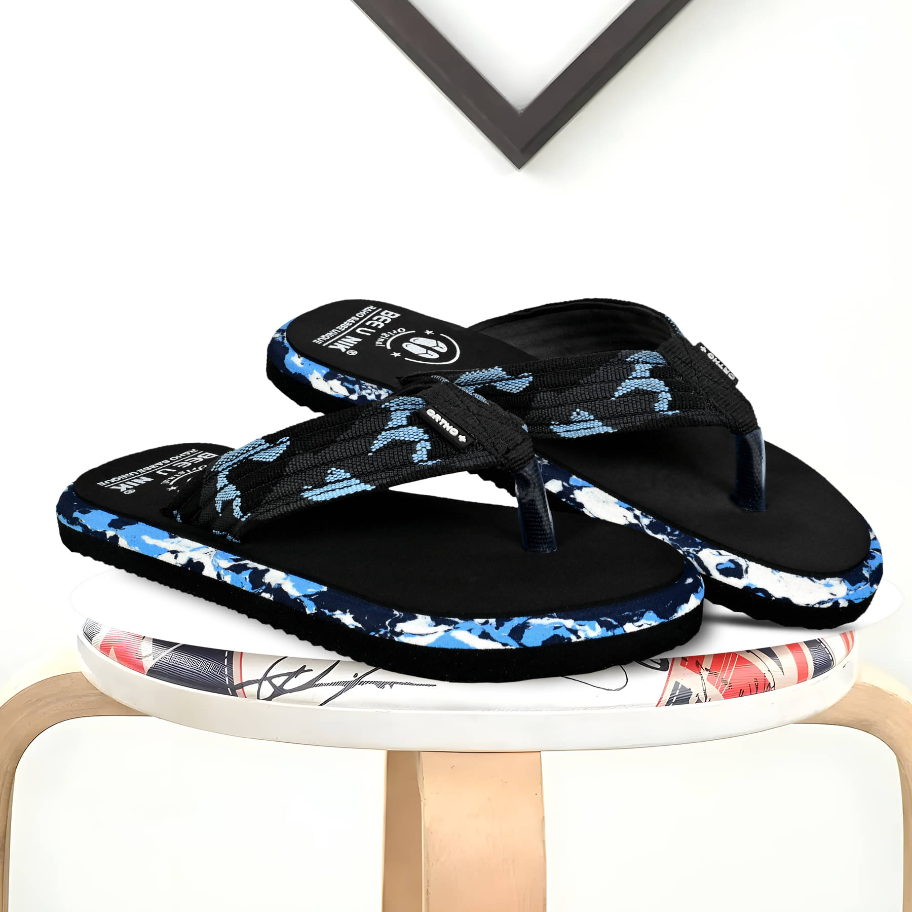     			BEE U NIK Blue Men's Thong Flip Flop