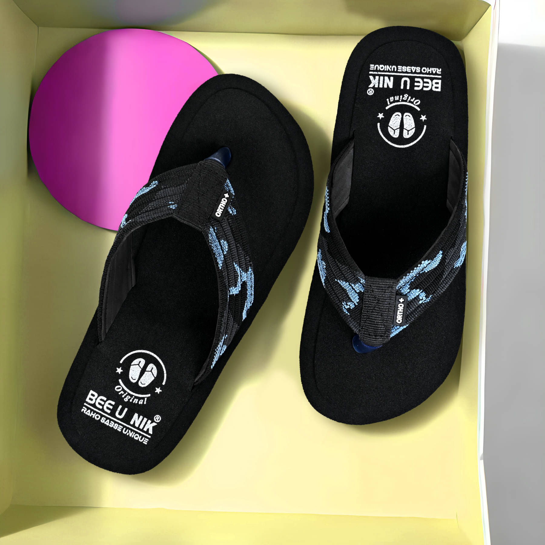     			BEE U NIK Blue Men's Thong Flip Flop