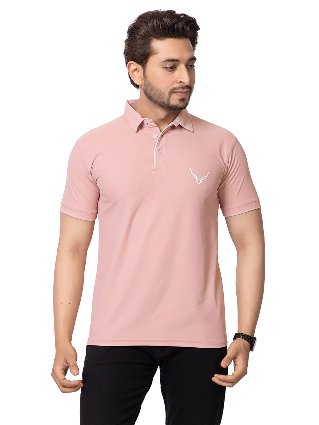 BUFFARO Men Cotton Blend Regular Fit Solid Polo T Shirt ( Peach ) BUFFARO Men Cotton Blend Regular Fit Solid Polo T Shirt ( Peach )