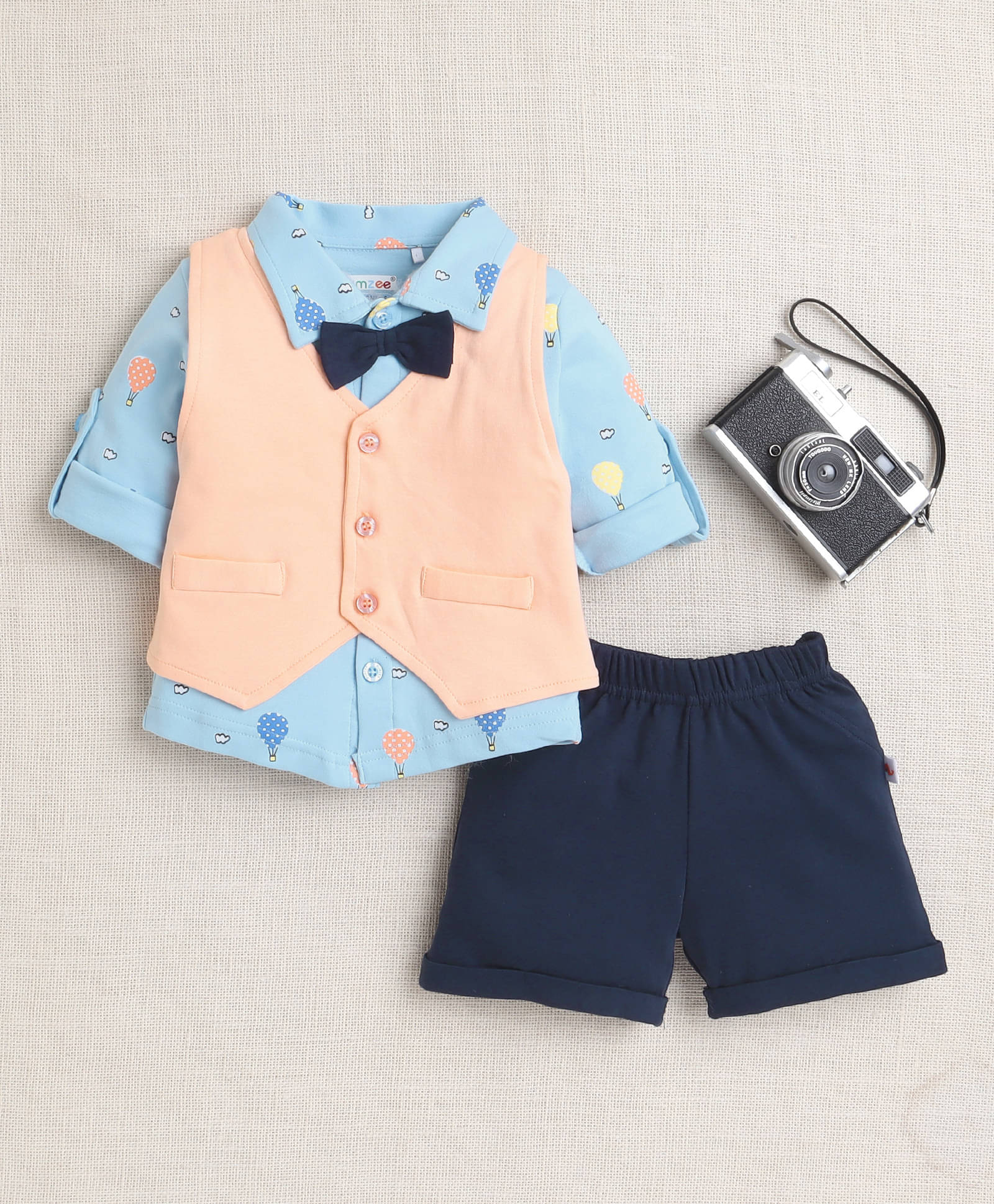     			BUMZEE Pack of 1 Baby Boys Cotton Shirt & Shorts Set ( Light Blue )