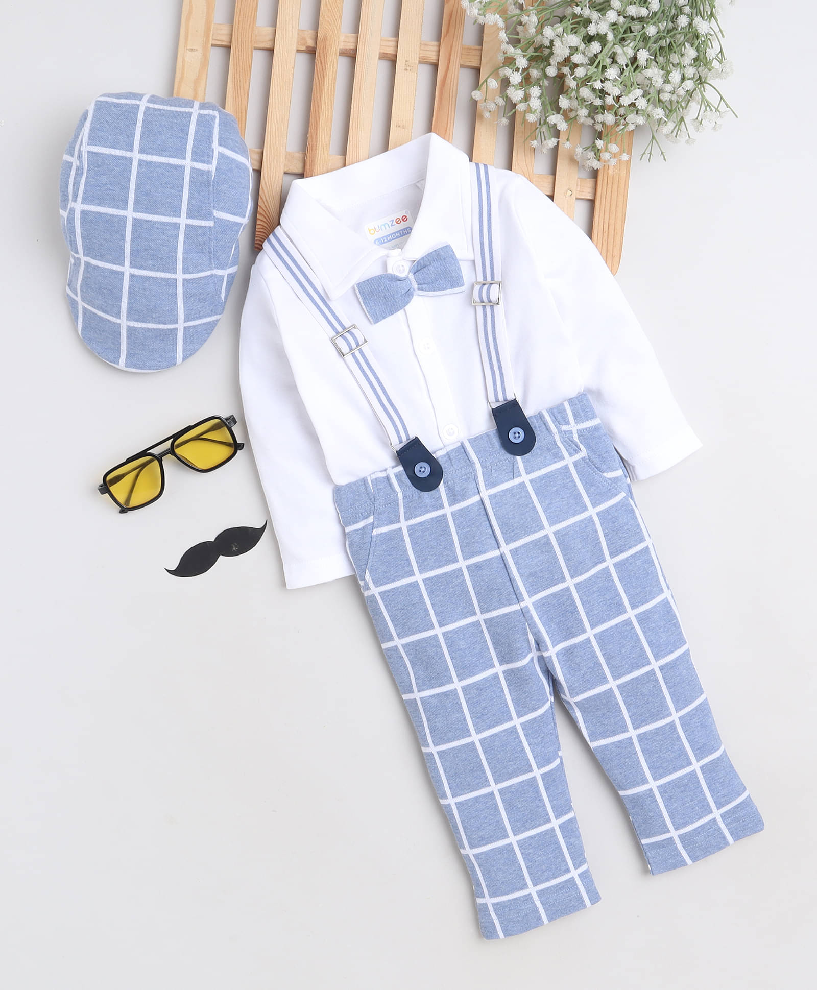 BUMZEE Pack of 1 Baby Boys Cotton Shirt & Pants Set ( Light Blue ) BUMZEE Pack of 1 Baby Boys Cotton Shirt & Pants Set ( Light Blue )