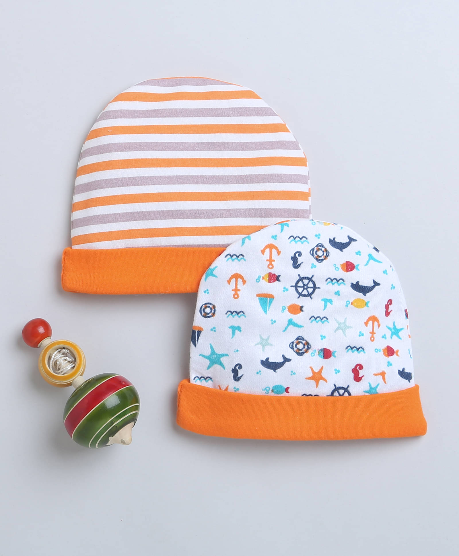     			BUMZEE Pack of 2 Baby Boys Caps ( Orange )