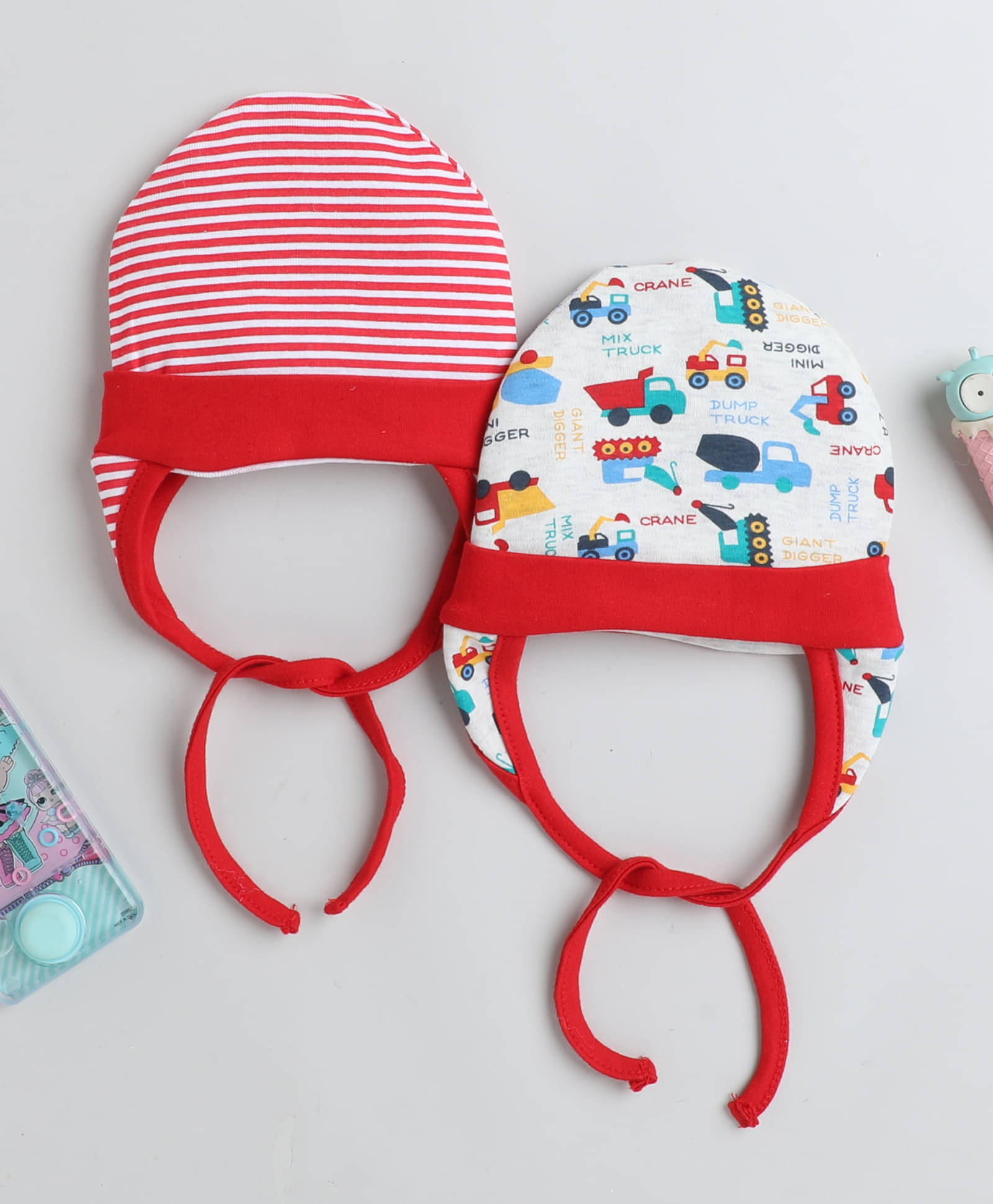     			BUMZEE Pack of 2 Baby Boys Caps ( Red )