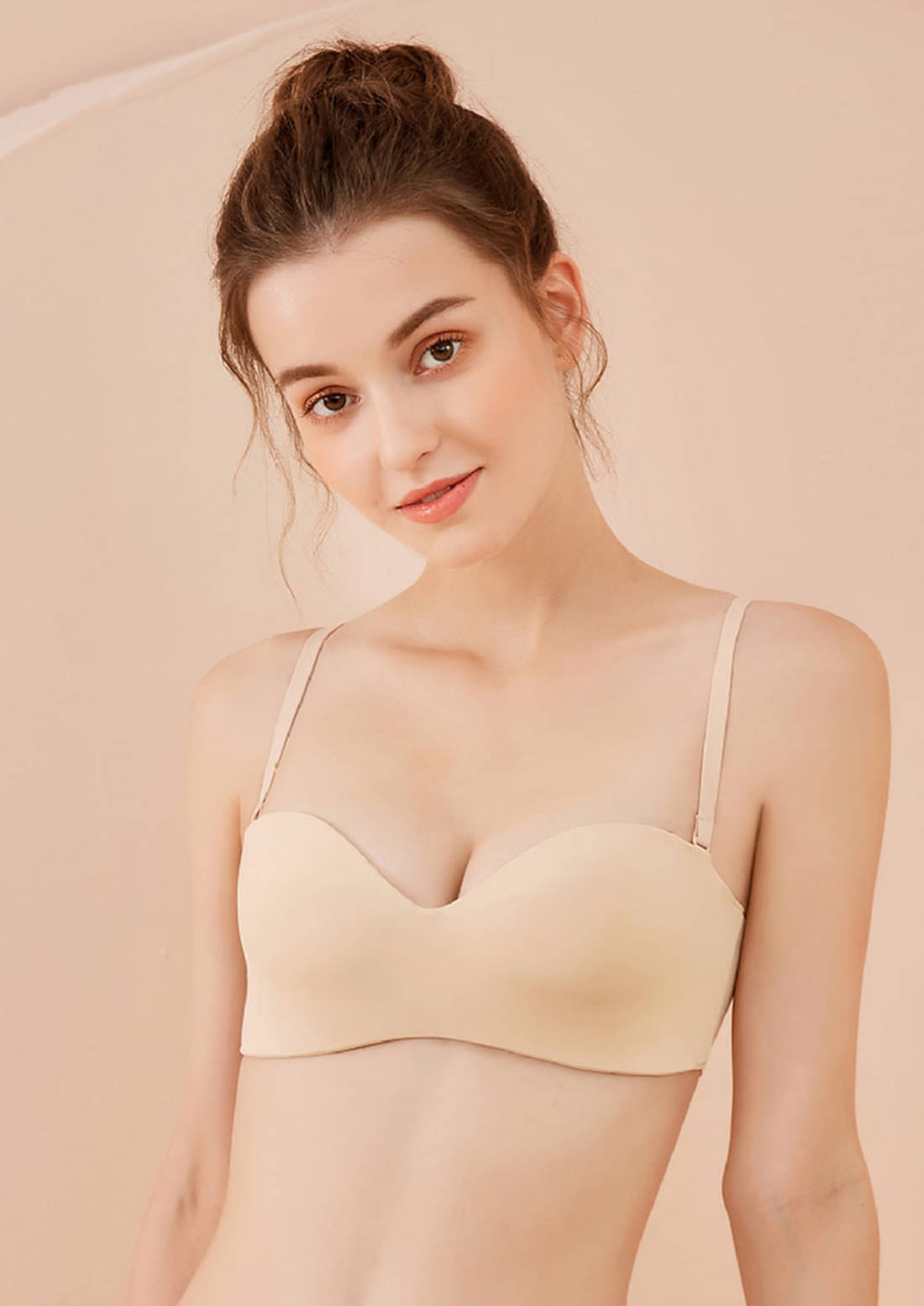 Briafinz Pack of 1 Nylon Lightly Padded Push Up Bra For Women ( Beige ) Briafinz Pack of 1 Nylon Lightly Padded Push Up Bra For Women ( Beige )