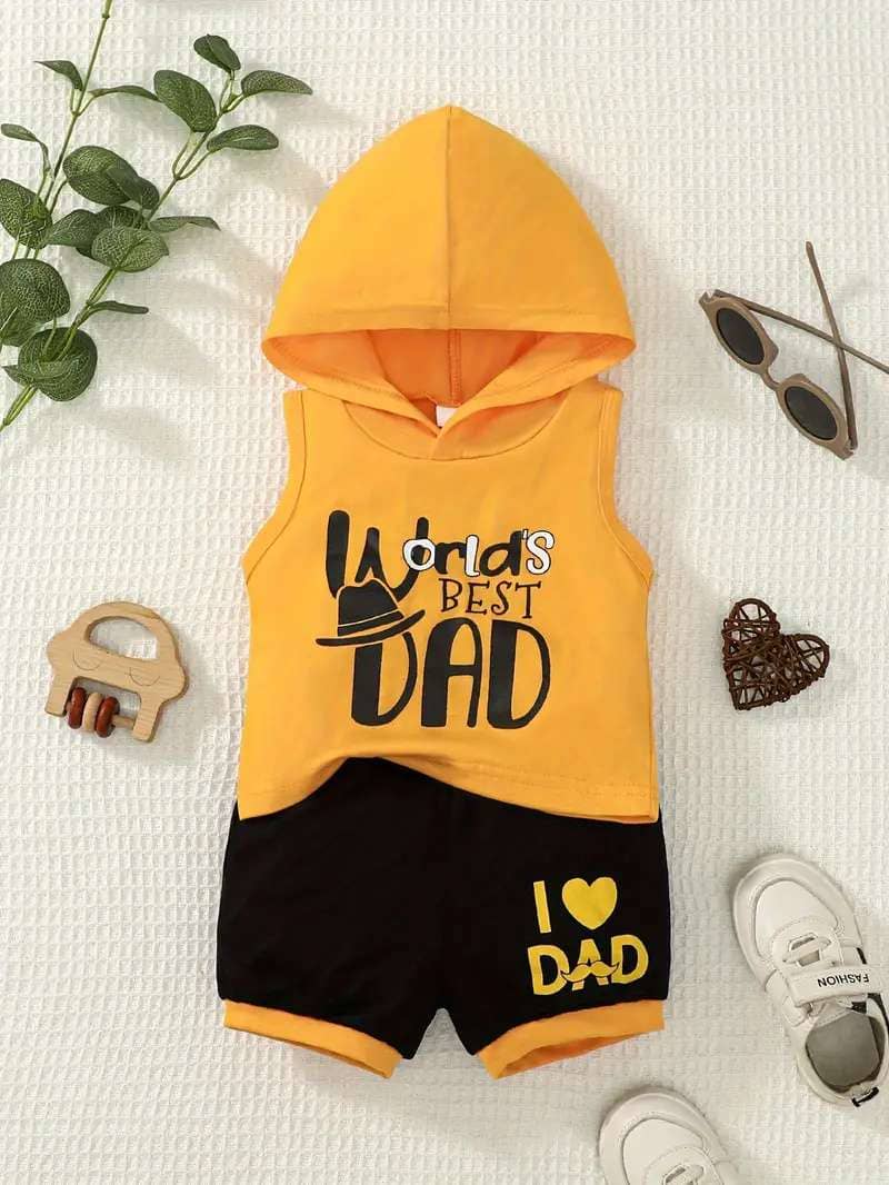 CUTEVIBE Pack of 1 Unisex Cotton Blend T-Shirt & Shorts Set ( Gold )
