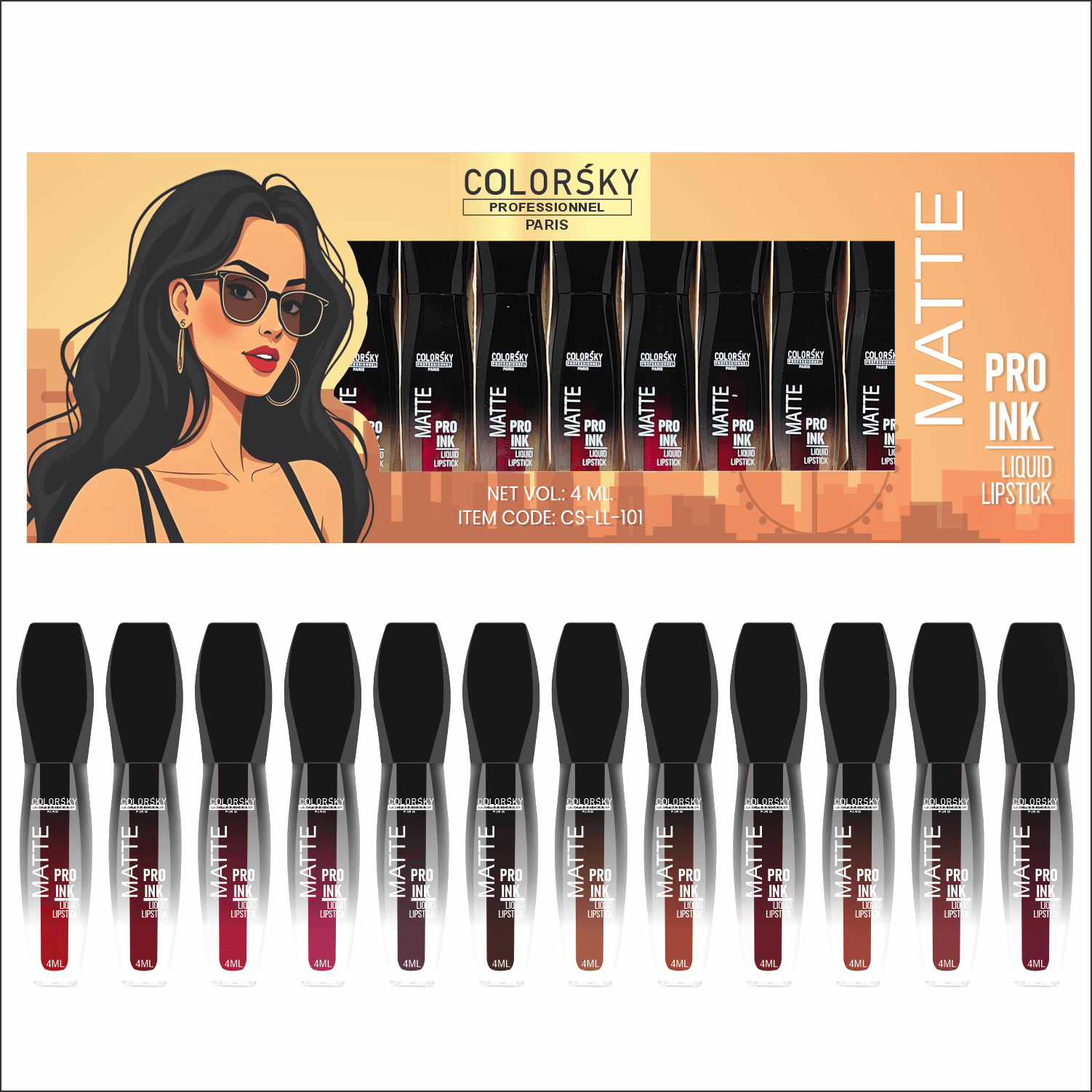     			Color Sky Multi Matte Waterproof Liquid Lipstick ( Pack of 12 )