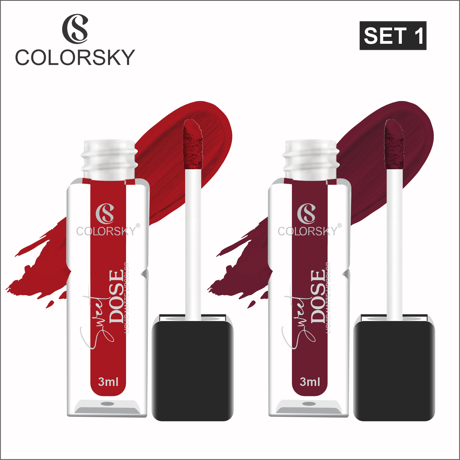     			Color Sky Red,Pink Matte Long Lasting Liquid Lipstick ( Pack of 2 )
