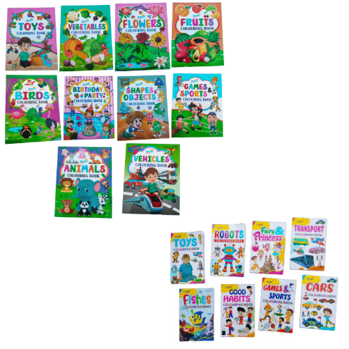 Combo of 20 Kids Coloring Books – Fruits, Animals, Cars, Princess, Robots & More Combo of 20 Kids Coloring Books – Fruits, Animals, Cars, Princess, Robots & More