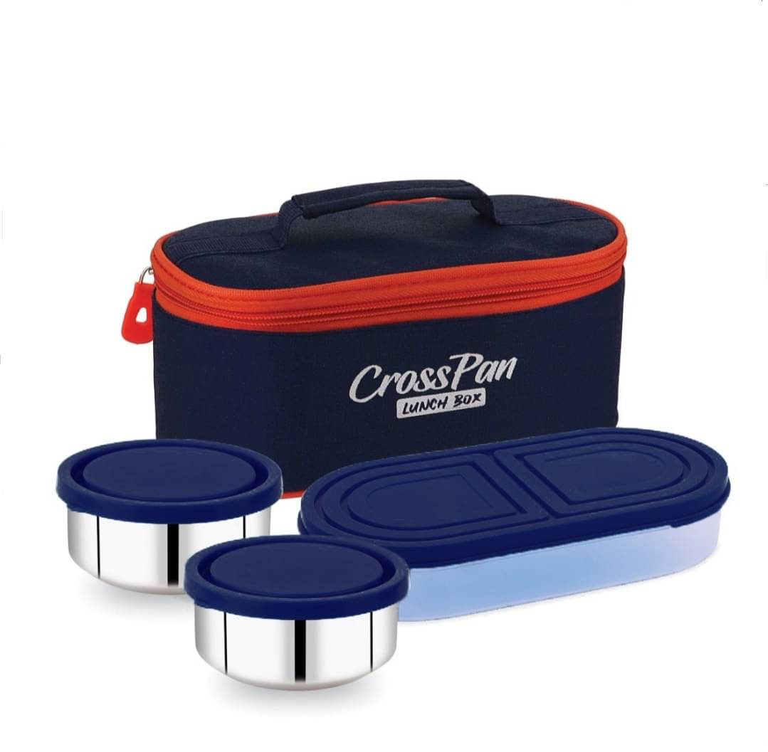 CrossPan 3 CONTAINER TIFFIN BOX Stainless Steel Insulated Lunch Box 3 - Container ( Pack of 1 ) CrossPan 3 CONTAINER TIFFIN BOX Stainless Steel Insulated Lunch Box 3 - Container ( Pack of 1 )
