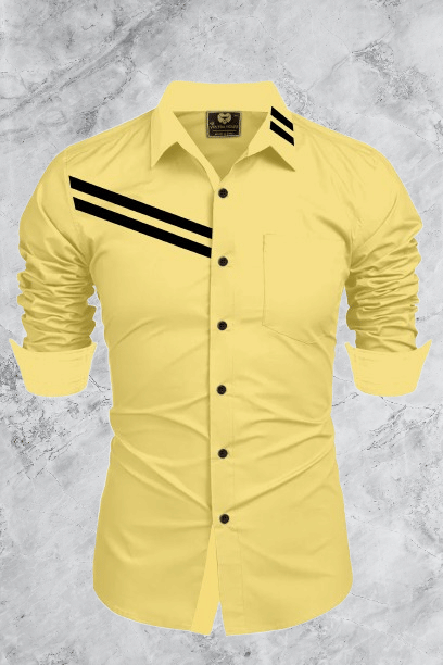 DEVILFASHION Cotton Blend Regular Fit Solids Full Sleeves Men's Casual Shirt - Yellow ( Pack of 1 ) DEVILFASHION Cotton Blend Regular Fit Solids Full Sleeves Men's Casual Shirt - Yellow ( Pack of 1 )