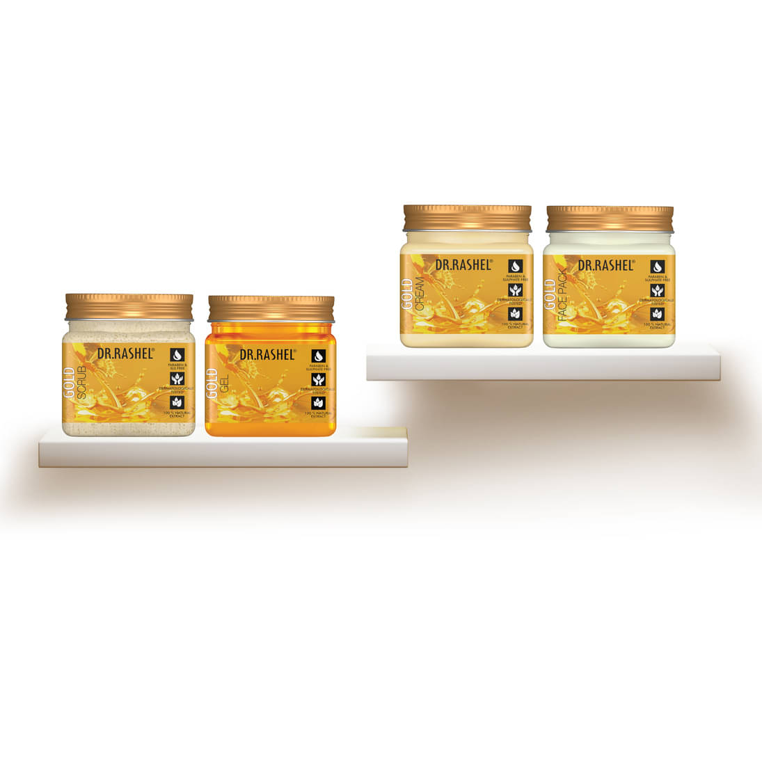     			Dr.Rashel Gold Facial Kit(Scrub, Gel,Face Pack,Cream),Rejuvenate And Radiance Skin,For All Skin Type,45 Ml (Pack of 4)