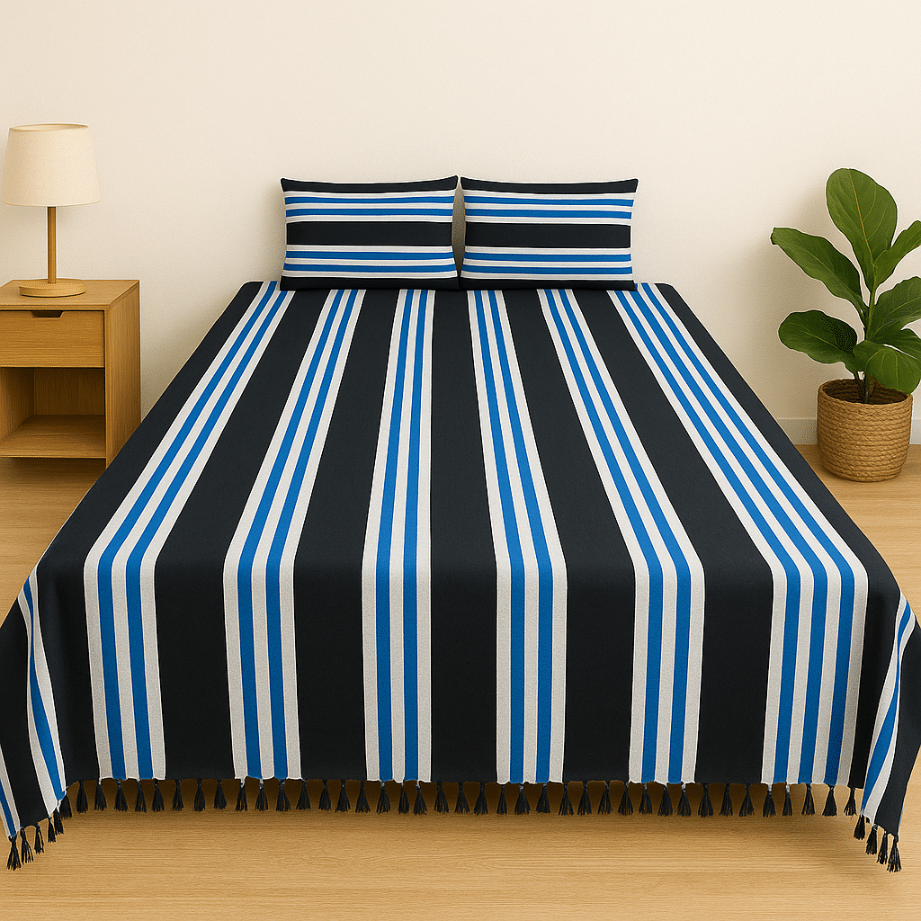 Dhaga Vishwas Ka Cotton 1 Double King Bedsheet with 2 Pillow Covers ( Black ) Dhaga Vishwas Ka Cotton 1 Double King Bedsheet with 2 Pillow Covers ( Black )